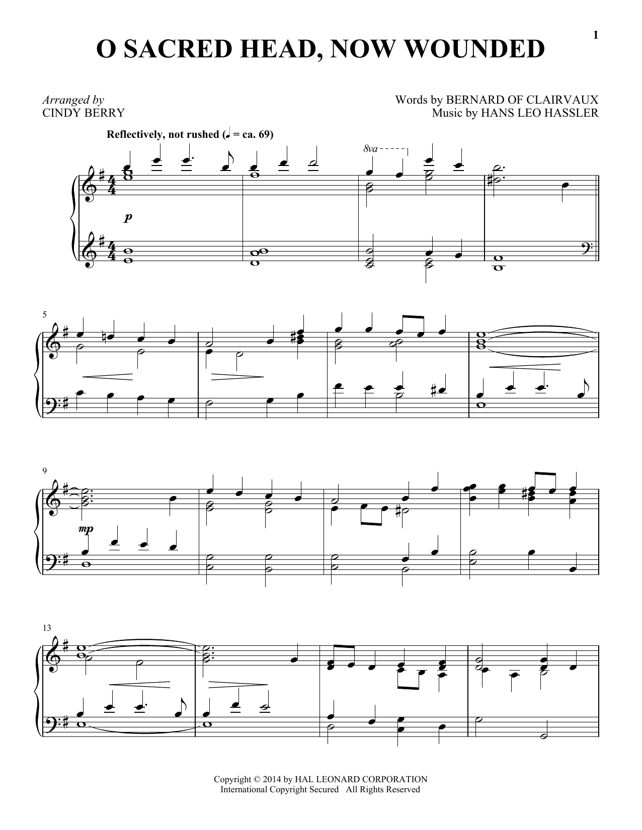Download Hans Leo Hassler O Sacred Head, Now Wounded Sheet Music and learn how to play Piano PDF digital score in minutes