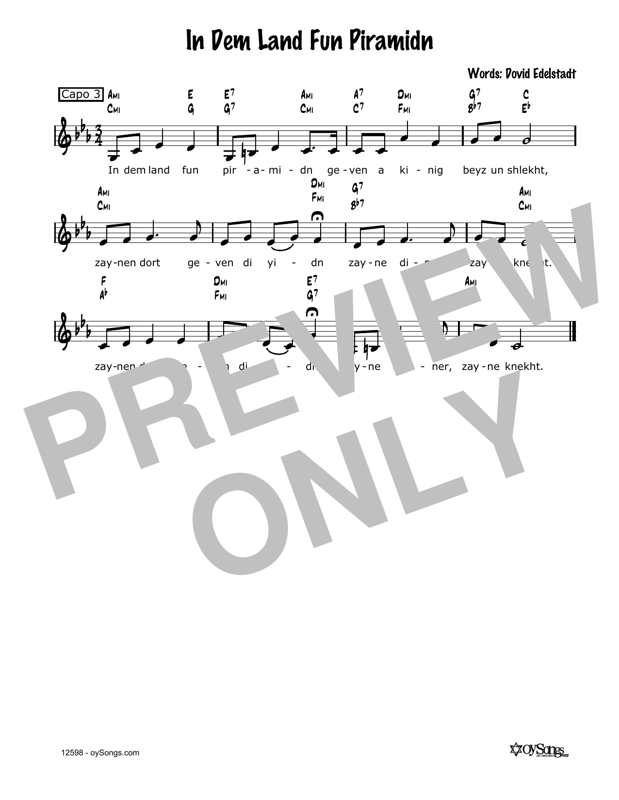 Download Cindy Paley In Dem Land Fun Piramidn Sheet Music and learn how to play Melody Line, Lyrics & Chords PDF digital score in minutes