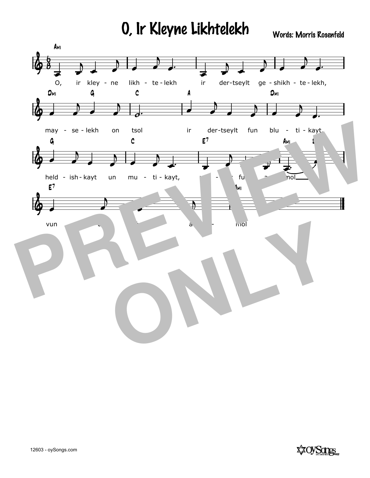 Download Cindy Paley O, Ir Kleine Lichtelech Sheet Music and learn how to play Melody Line, Lyrics & Chords PDF digital score in minutes