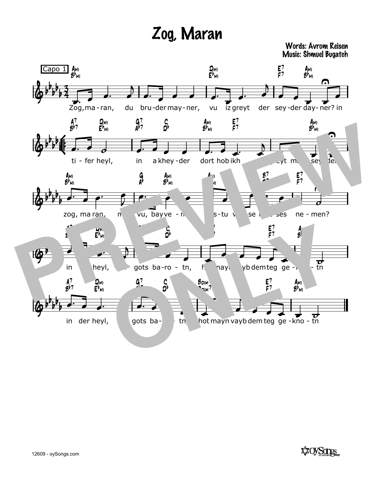 Download Cindy Paley Zog, Maran Sheet Music and learn how to play Melody Line, Lyrics & Chords PDF digital score in minutes