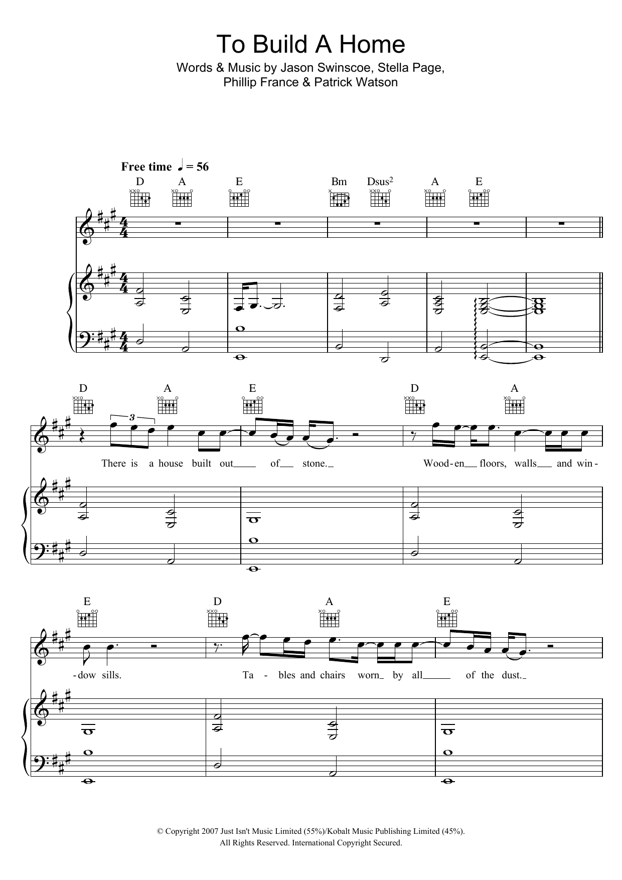 Download Cinematic Orchestra To Build A Home Sheet Music and learn how to play Piano, Vocal & Guitar PDF digital score in minutes