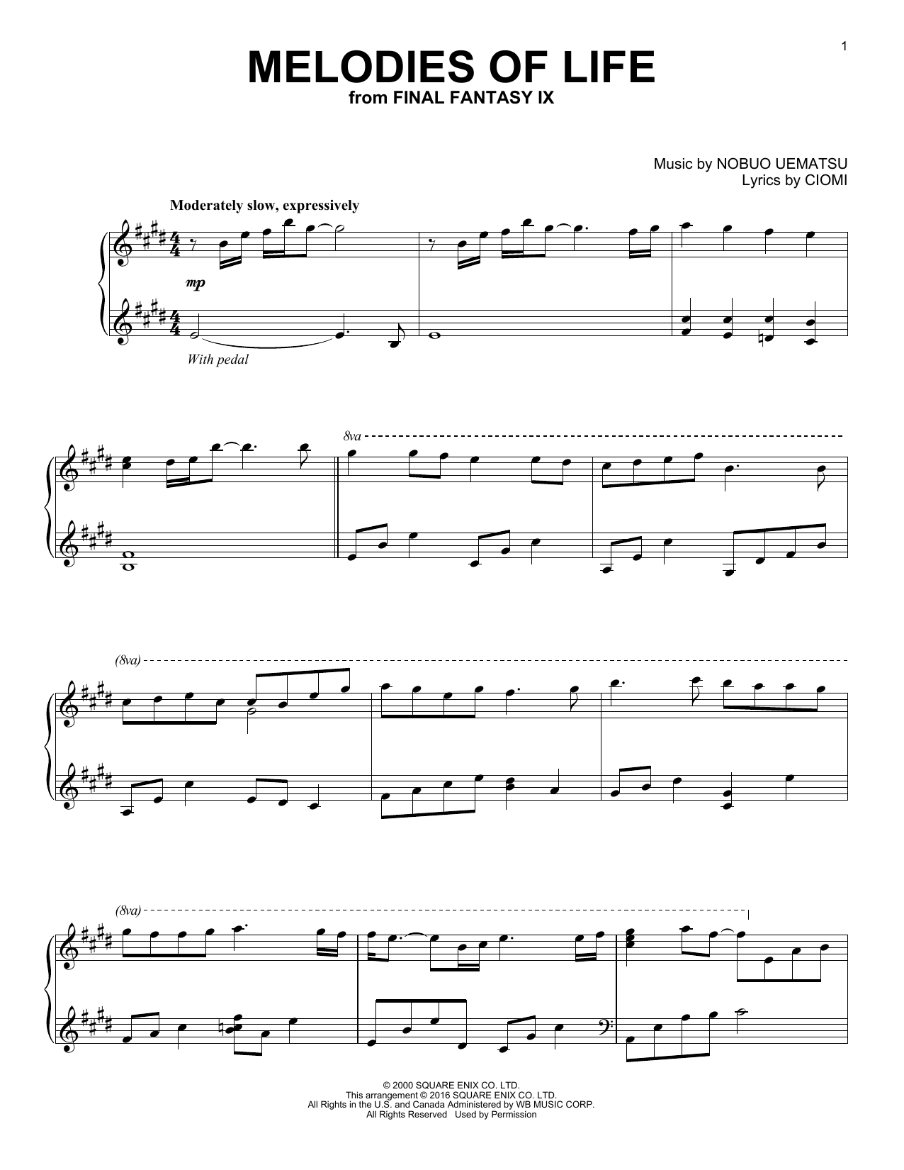 Download Ciomi Melodies Of Life Sheet Music and learn how to play Piano PDF digital score in minutes