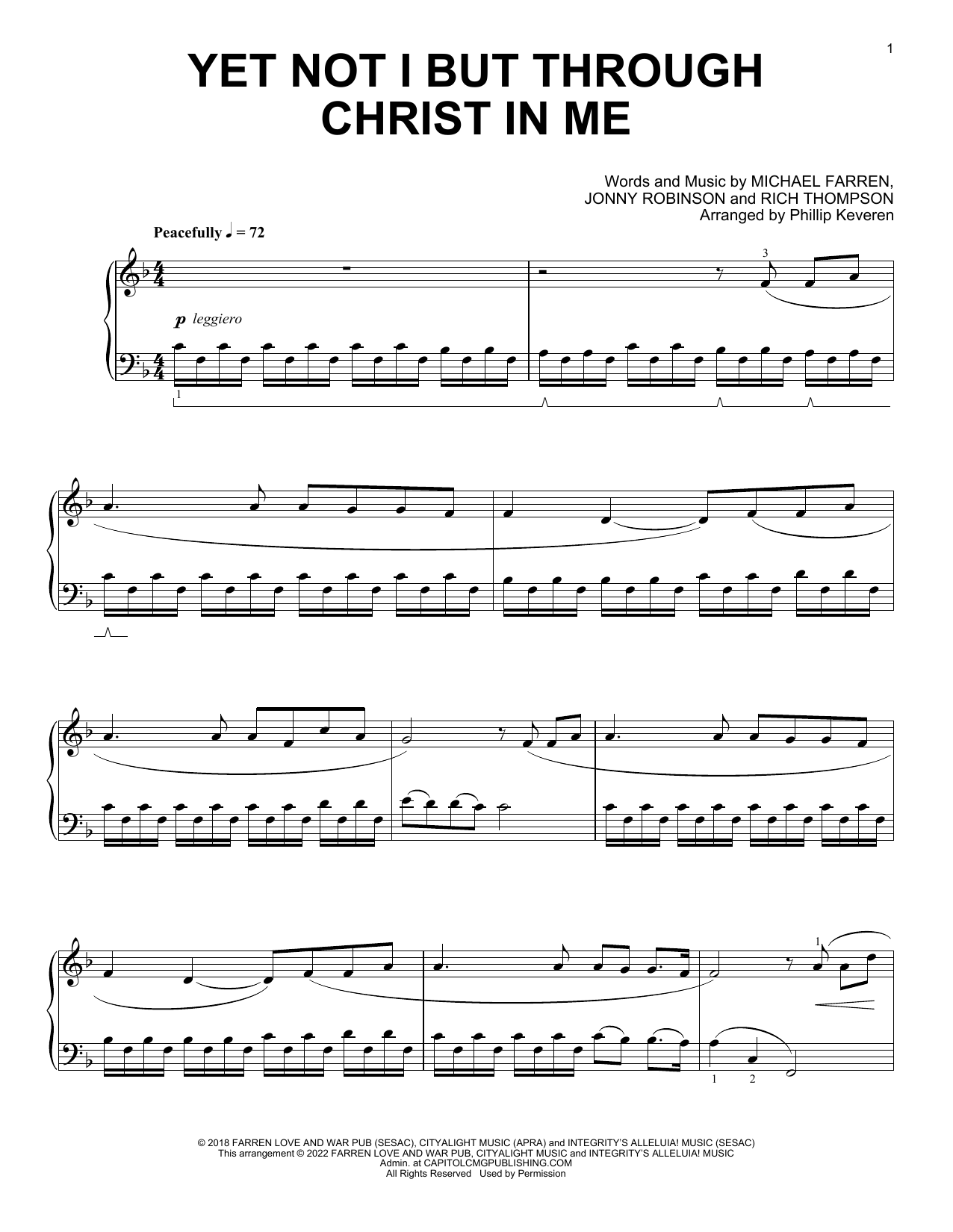 Download CityAlight Yet Not I But Through Christ In Me [Classical version] (arr. Phillip Keveren) Sheet Music and learn how to play Piano Solo PDF digital score in minutes