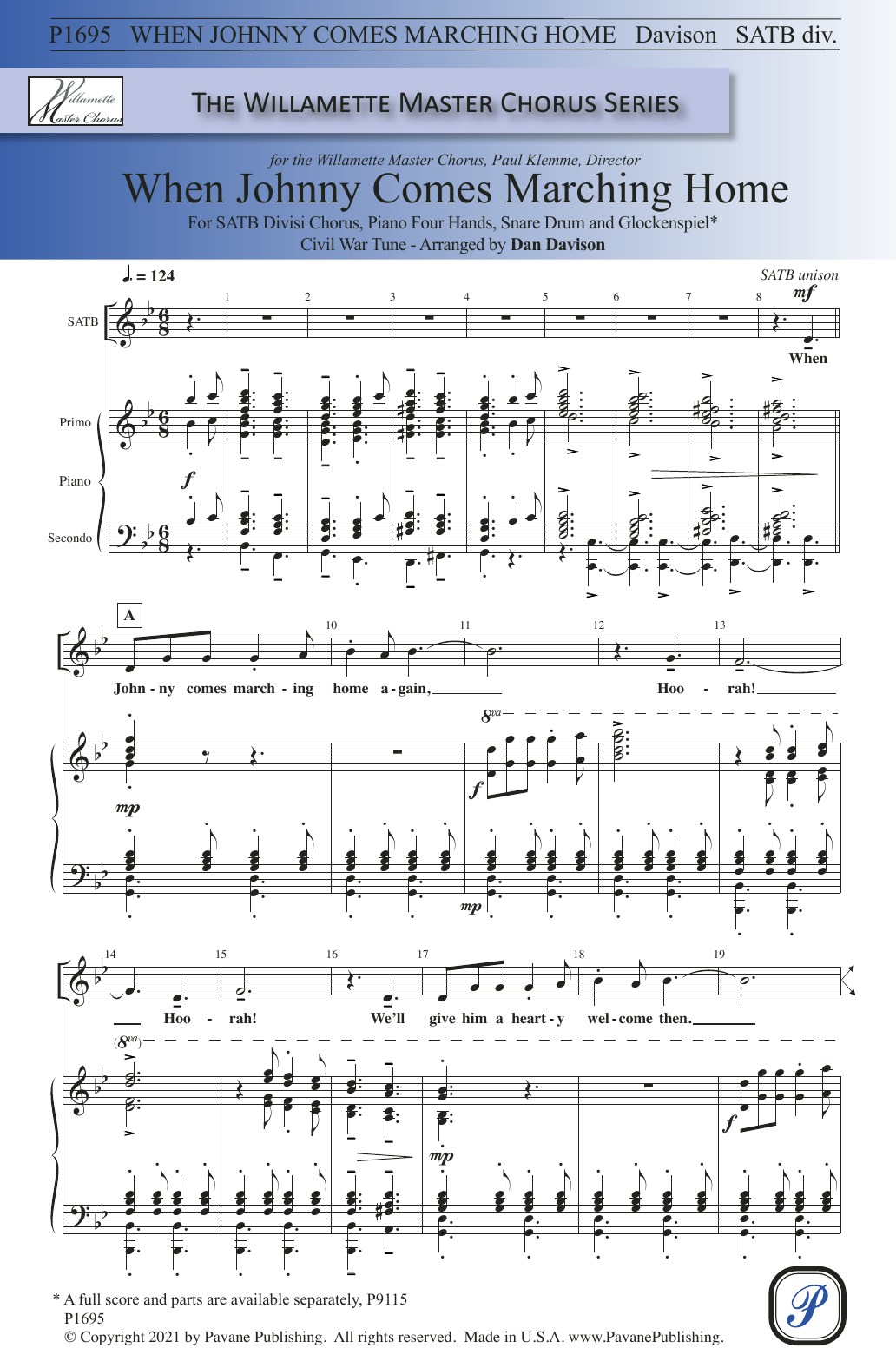 Download Civil War Tune When Johnny Comes Marching Home (arr. Dan Davison) Sheet Music and learn how to play SATB Choir PDF digital score in minutes
