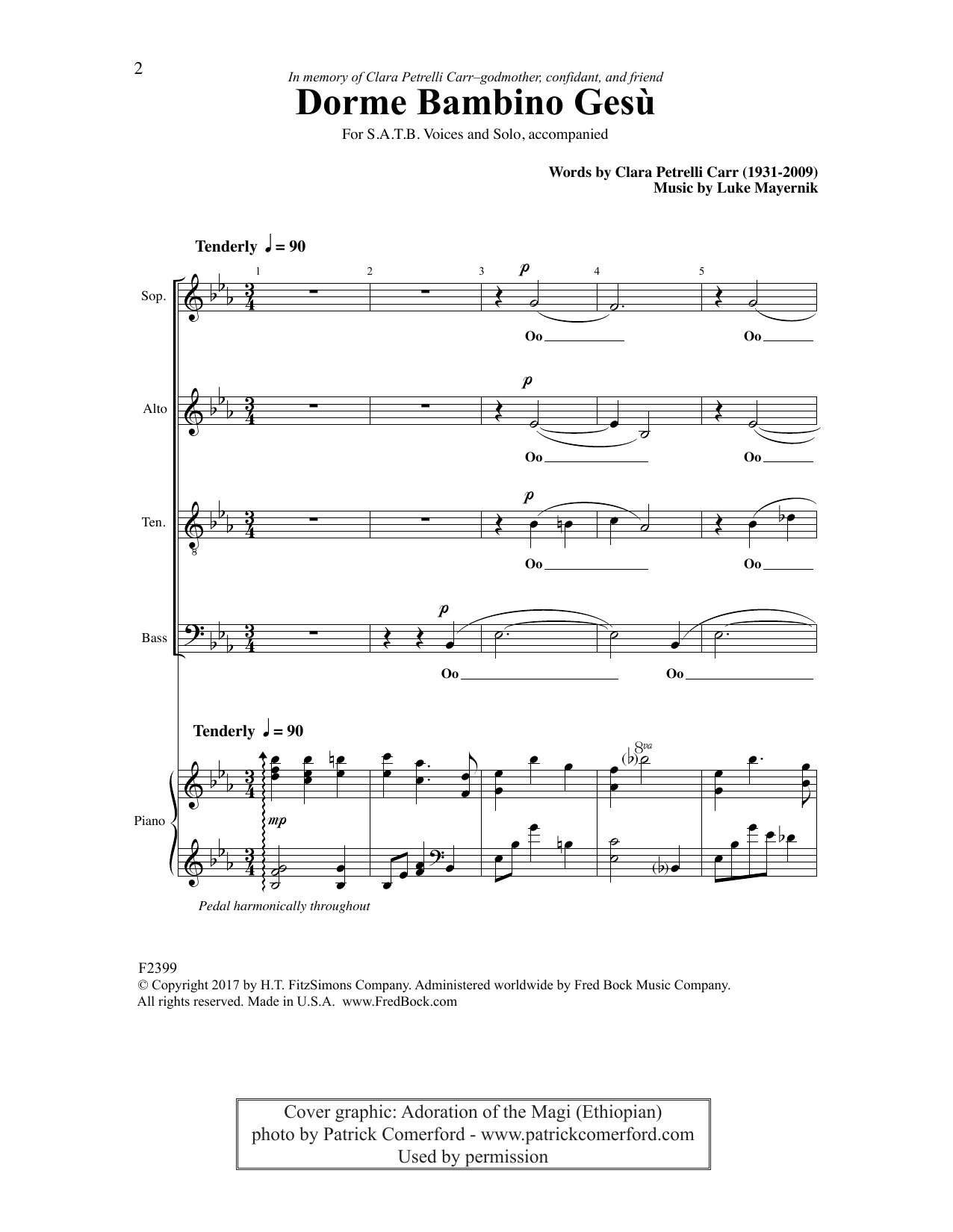Download Clara Petrelli Carr Dorme Bambino Gesu Sheet Music and learn how to play SATB Choir PDF digital score in minutes