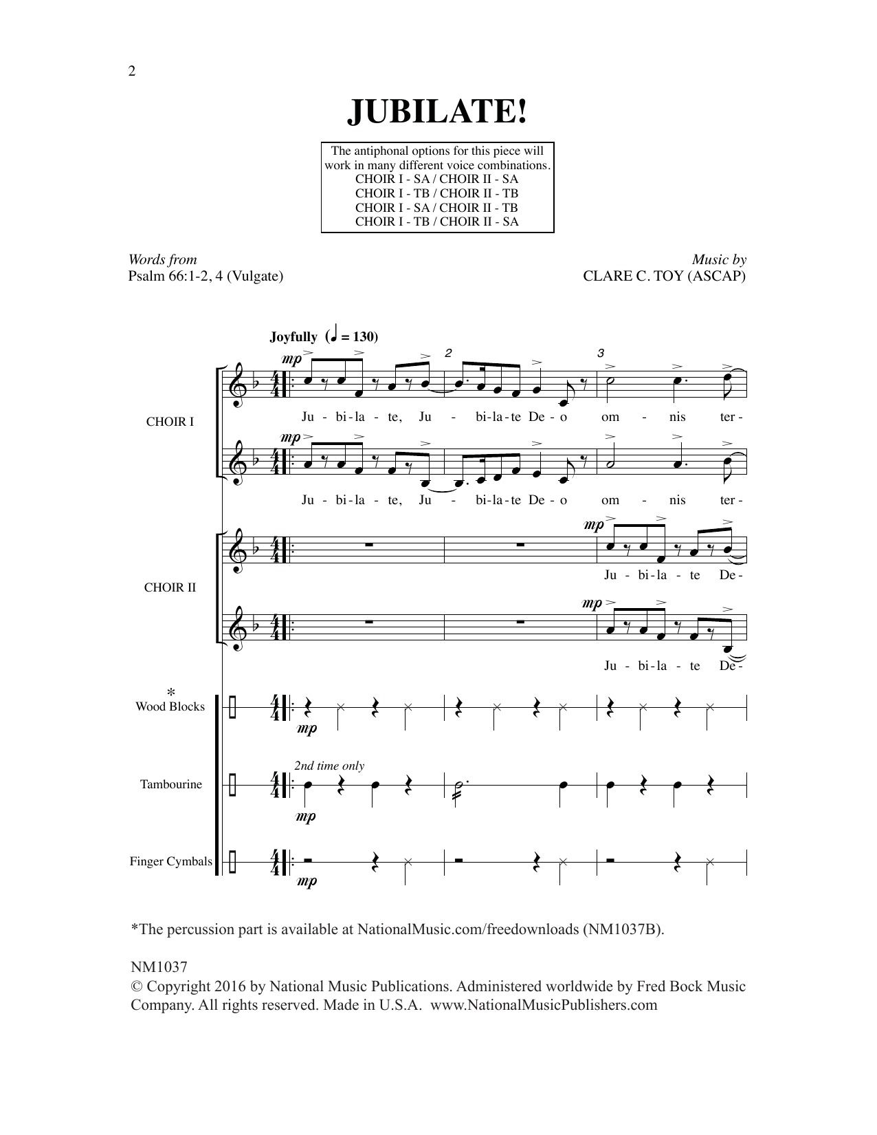 Download Clare C. Toy Jubilate! Sheet Music and learn how to play SATB Choir PDF digital score in minutes