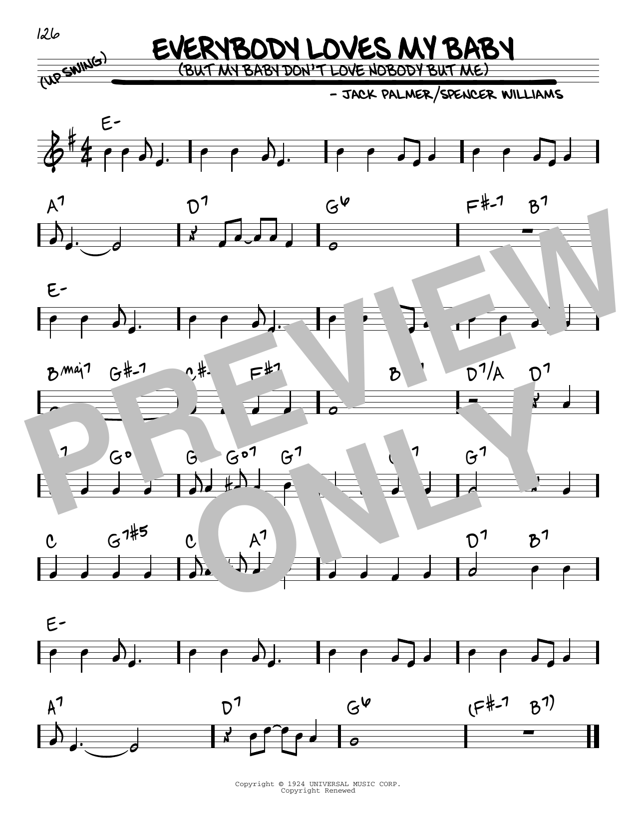 Download Clarence Williams and The Blue Five Everybody Loves My Baby (But My Baby Don't Love Nobody But Me) Sheet Music and learn how to play Real Book – Melody & Chords PDF digital score in minutes