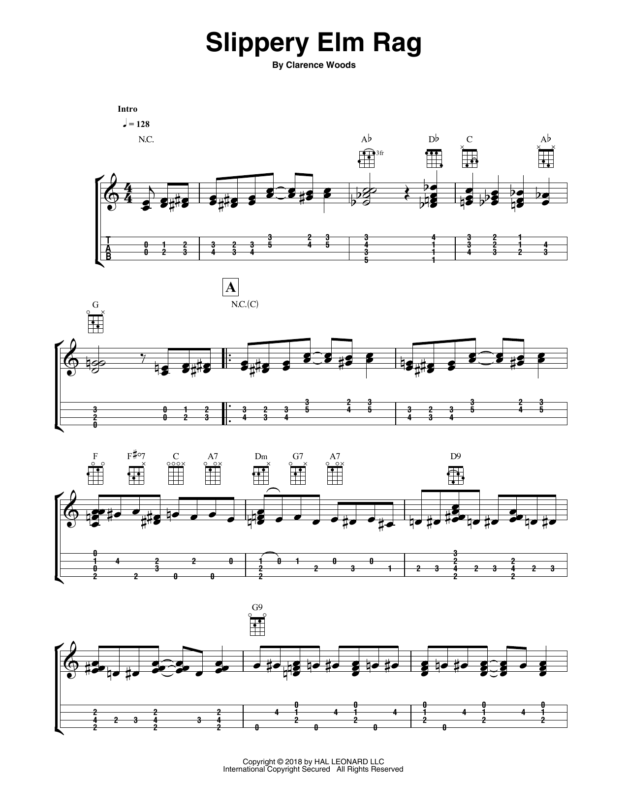 Download Fred Sokolow Slippery Elm Rag Sheet Music and learn how to play Easy Ukulele Tab PDF digital score in minutes
