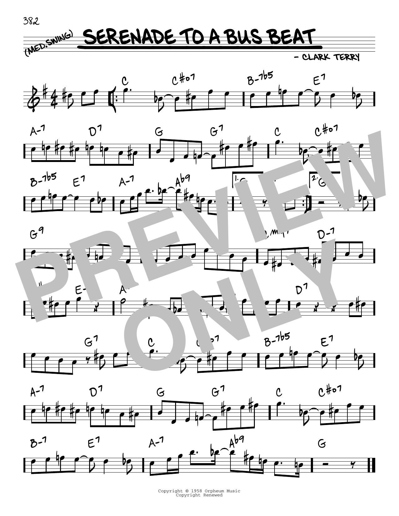 Download Clark Terry Serenade To A Bus Beat Sheet Music and learn how to play Real Book – Melody & Chords PDF digital score in minutes