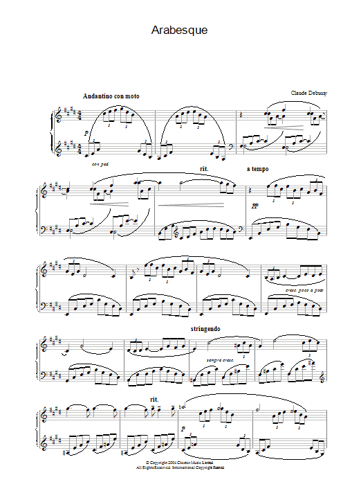 Download Claude Debussy Arabesque No.1 Sheet Music and learn how to play Piano PDF digital score in minutes