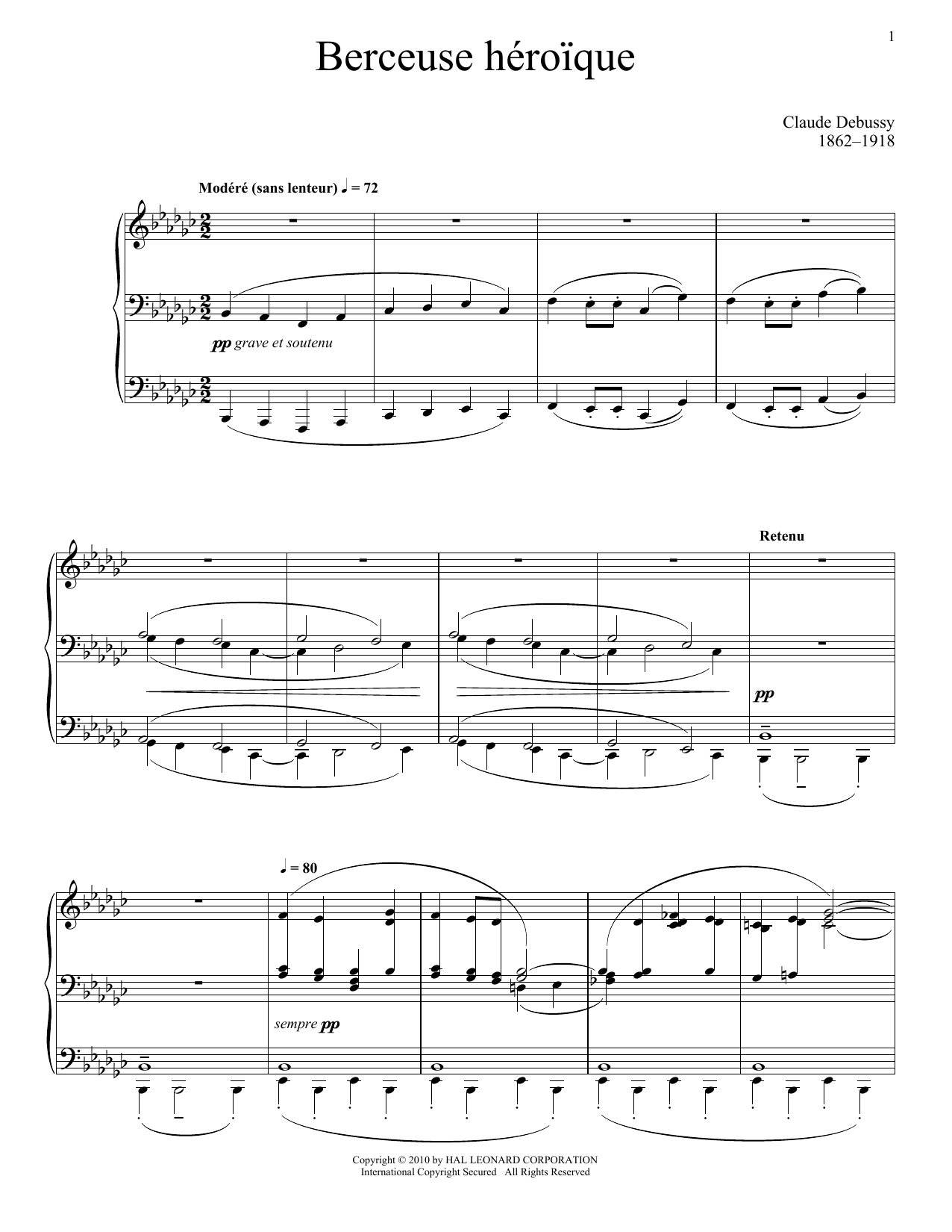 Download Claude Debussy Berceuse Heroique Sheet Music and learn how to play Piano PDF digital score in minutes