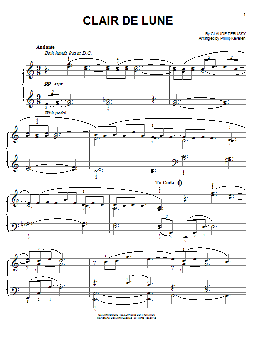 Download Claude Debussy Clair de Lune Sheet Music and learn how to play Easy Piano PDF digital score in minutes