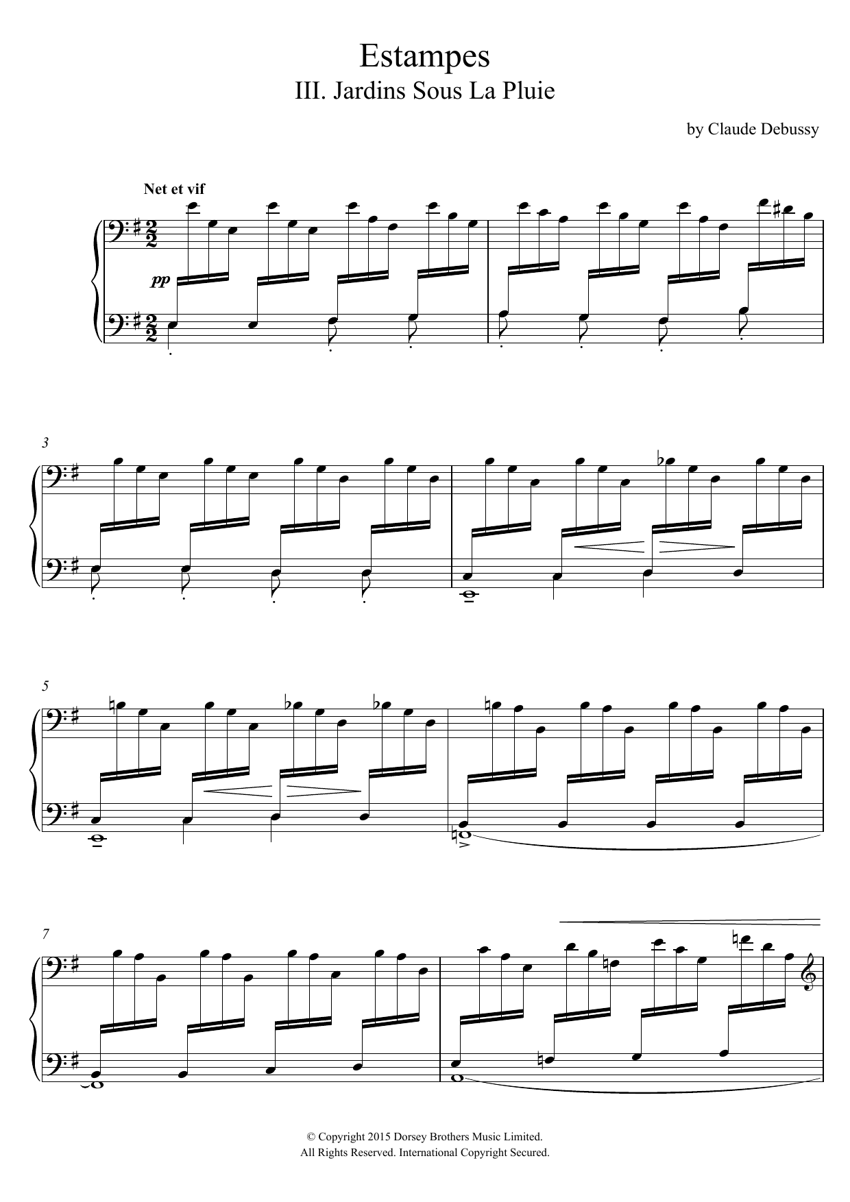 Download Claude Debussy Estampes - III. Jardins Sous La Pluie Sheet Music and learn how to play Piano PDF digital score in minutes