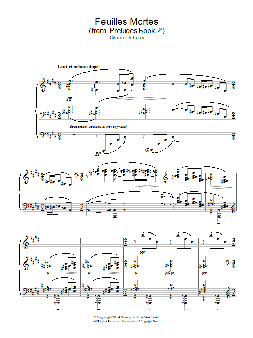 Download Claude Debussy Feuilles Mortes (from 'Preludes Book 2') Sheet Music and learn how to play Piano PDF digital score in minutes