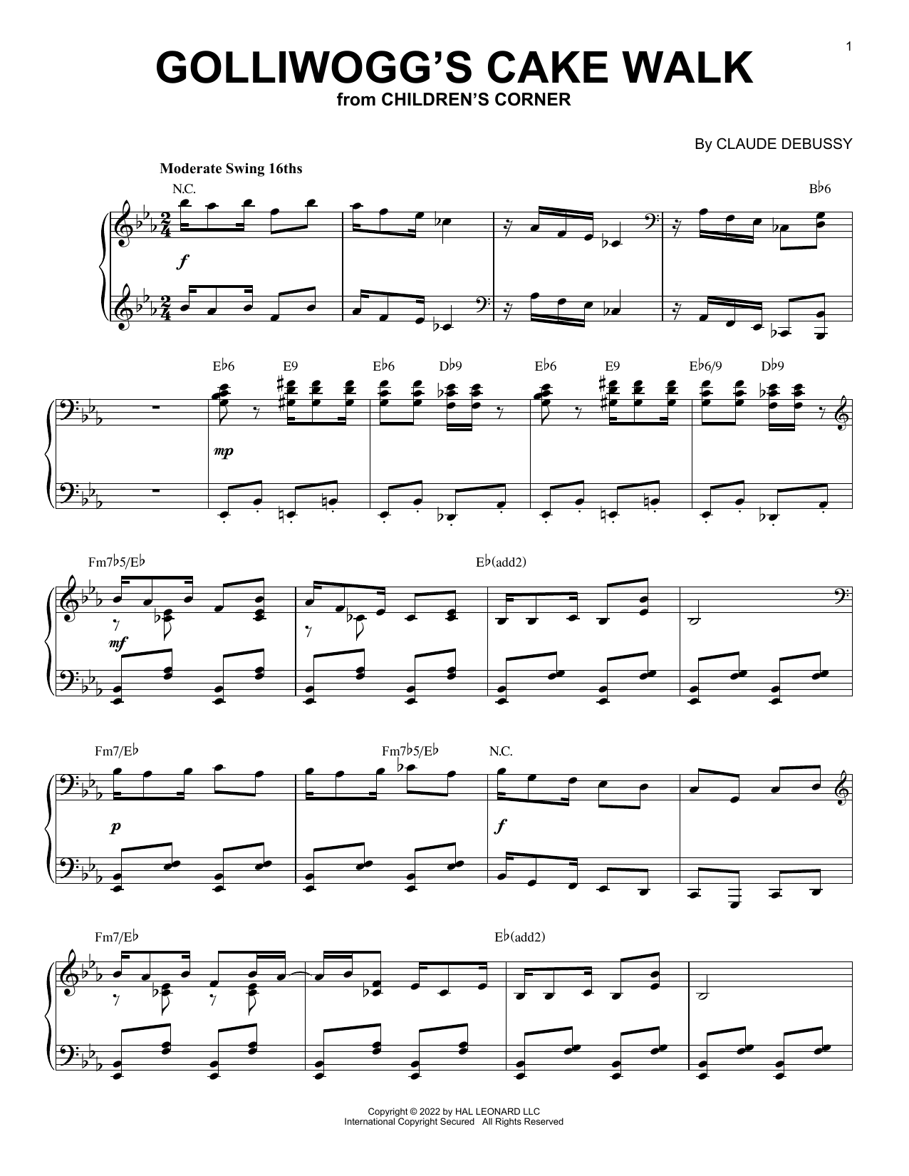 Download Claude Debussy Golliwogg's Cake Walk [Jazz version] (arr. Brent Edstrom) Sheet Music and learn how to play Piano Solo PDF digital score in minutes