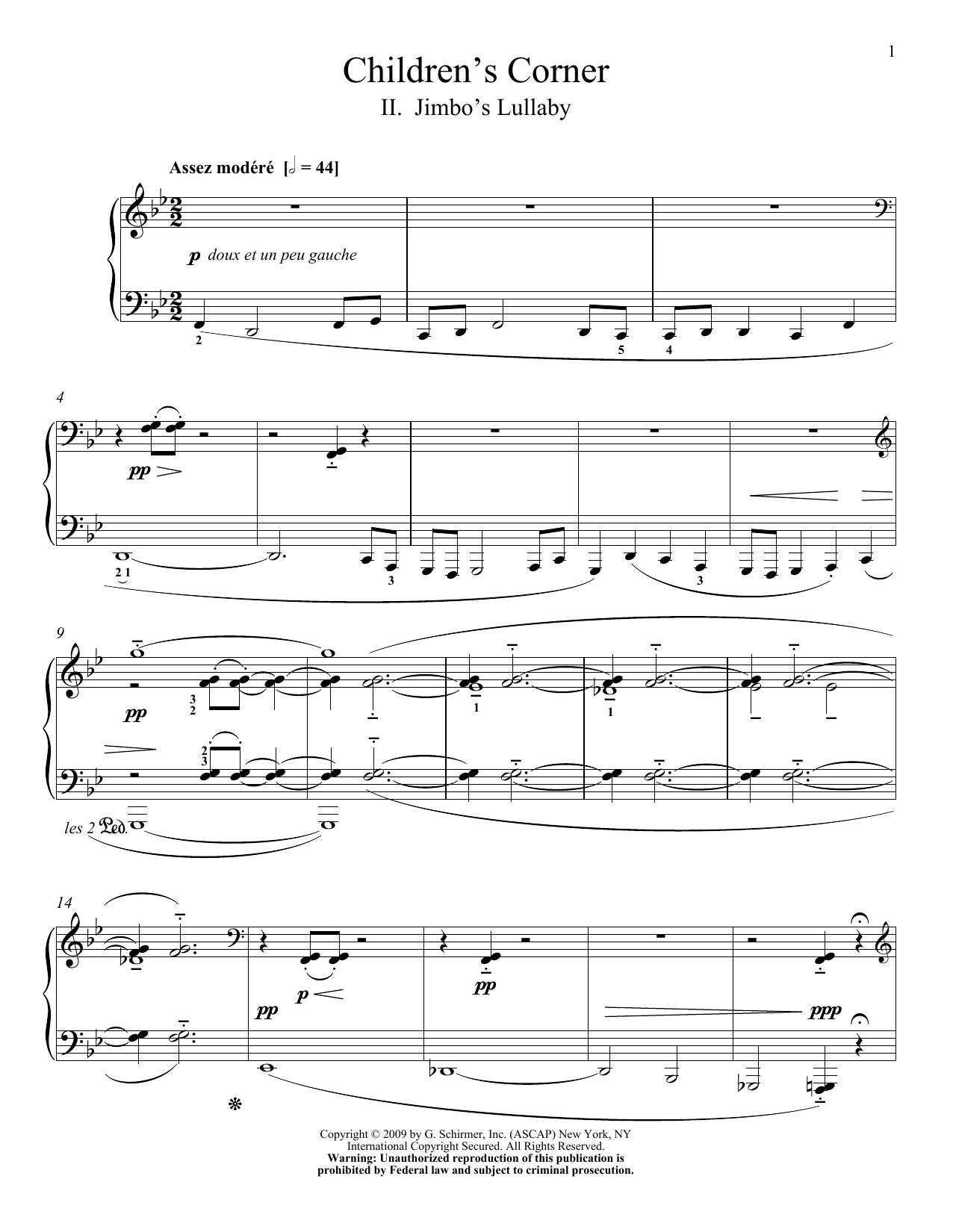 Download Claude Debussy Jimbo's Lullaby Sheet Music and learn how to play Piano PDF digital score in minutes