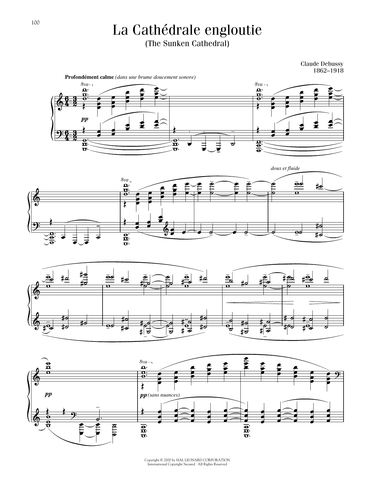 Download Claude Debussy La Cathedrale Engloutie (ed. Richard Walters) Sheet Music and learn how to play Piano Solo PDF digital score in minutes