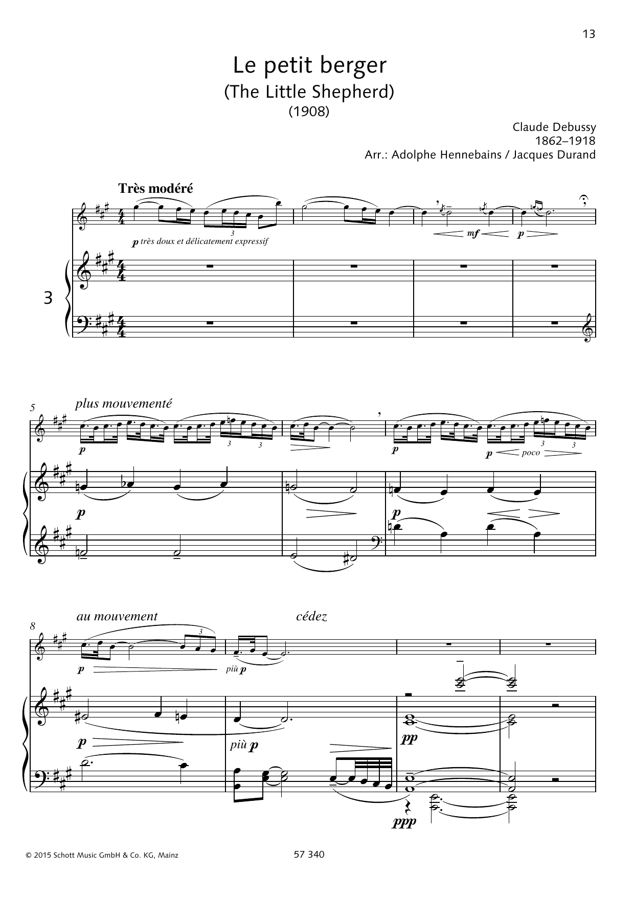 Download Claude Debussy Le petit berger Sheet Music and learn how to play Woodwind Solo PDF digital score in minutes