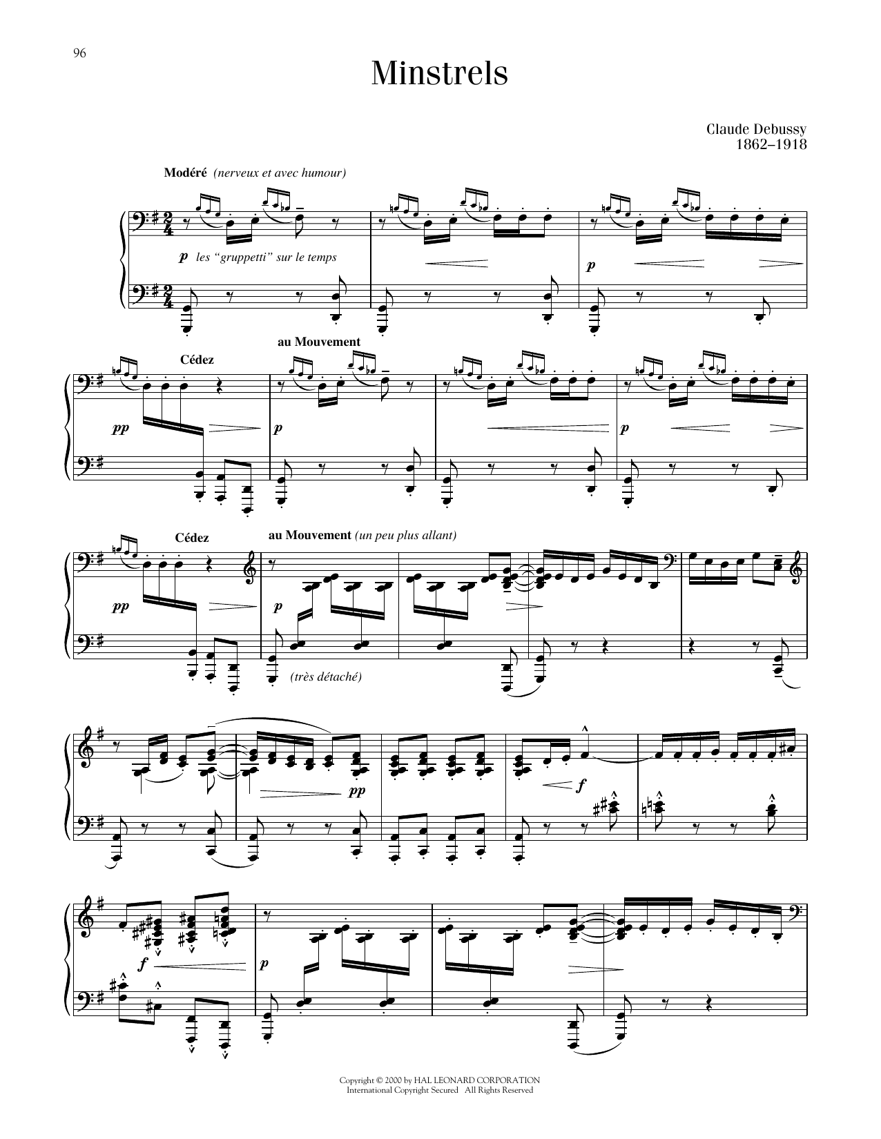 Download Claude Debussy Minstrels (ed. Richard Walters) Sheet Music and learn how to play Piano Solo PDF digital score in minutes