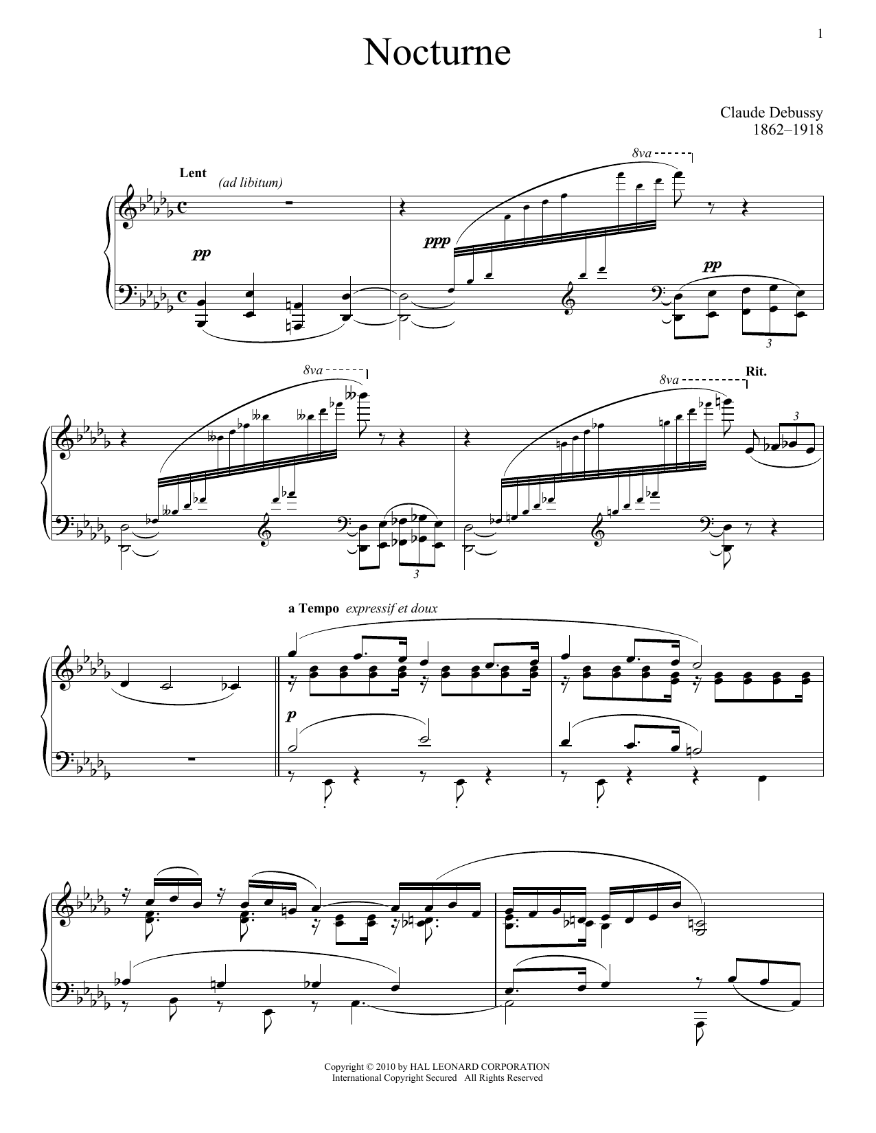 Download Claude Debussy Nocturne Sheet Music and learn how to play Piano PDF digital score in minutes