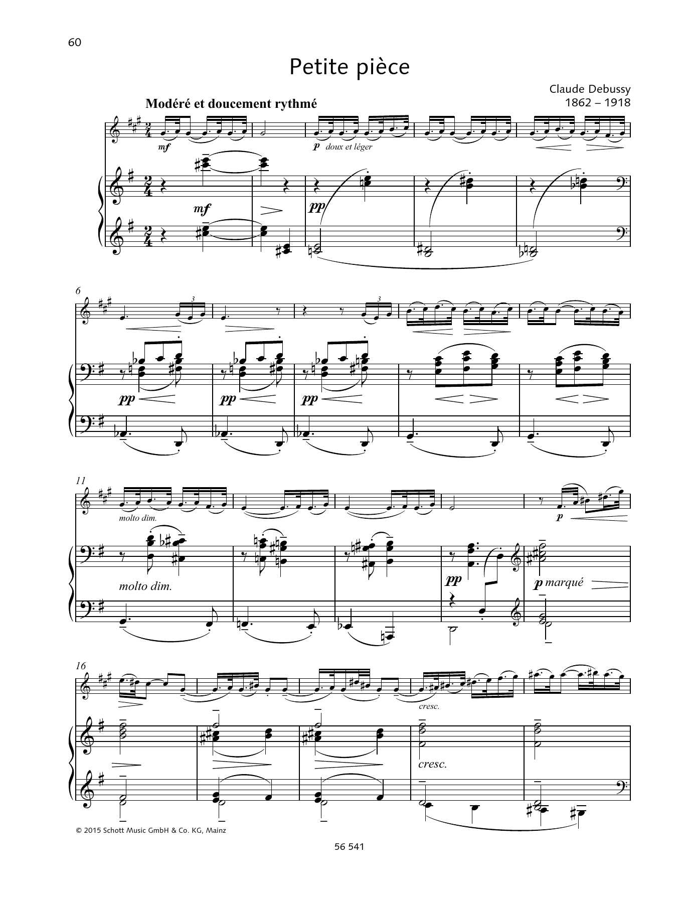 Download Claude Debussy Petite Pièce Sheet Music and learn how to play Woodwind Solo PDF digital score in minutes