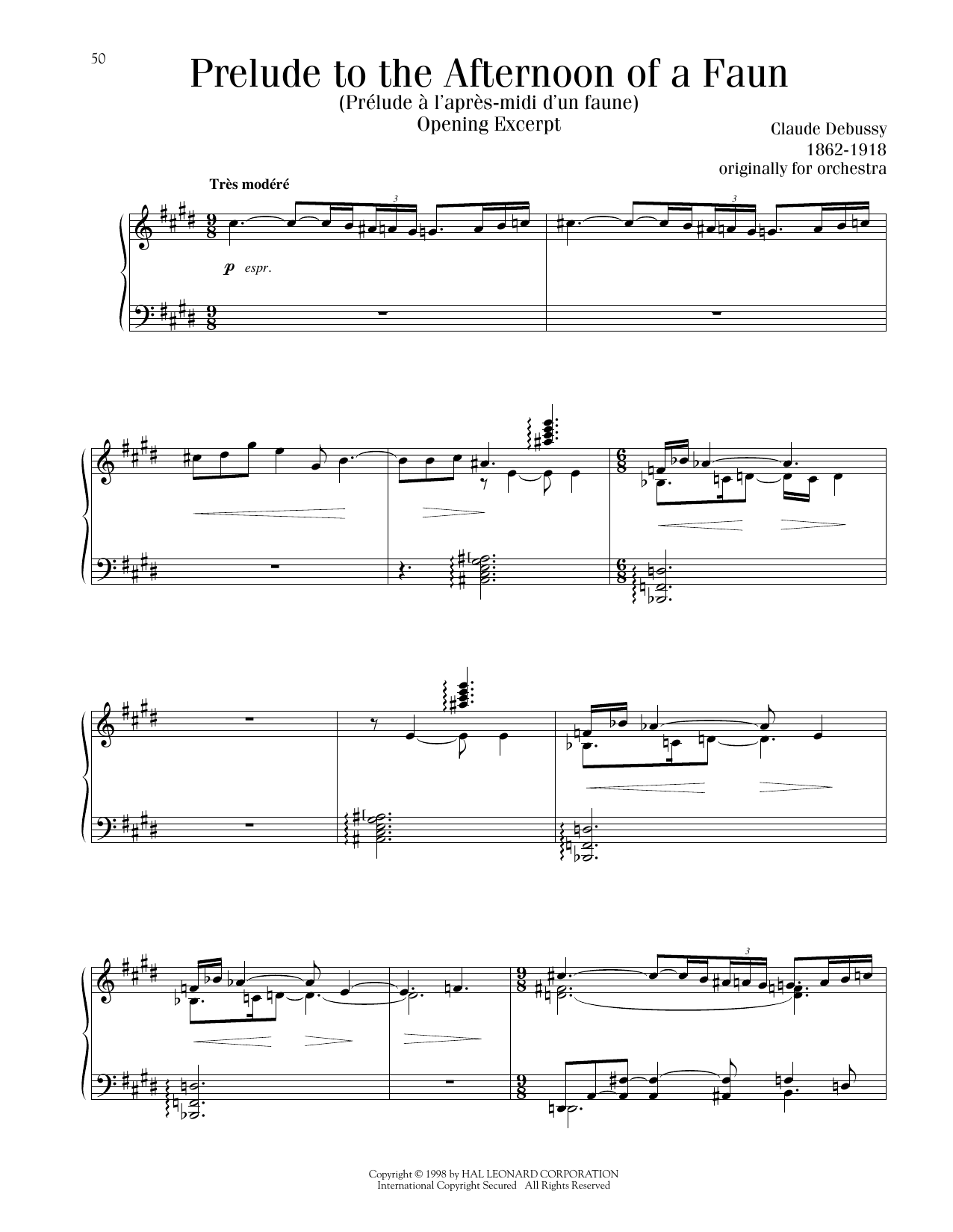 Download Claude Debussy Prelude To The Afternoon Of A Faun Sheet Music and learn how to play Piano Solo PDF digital score in minutes