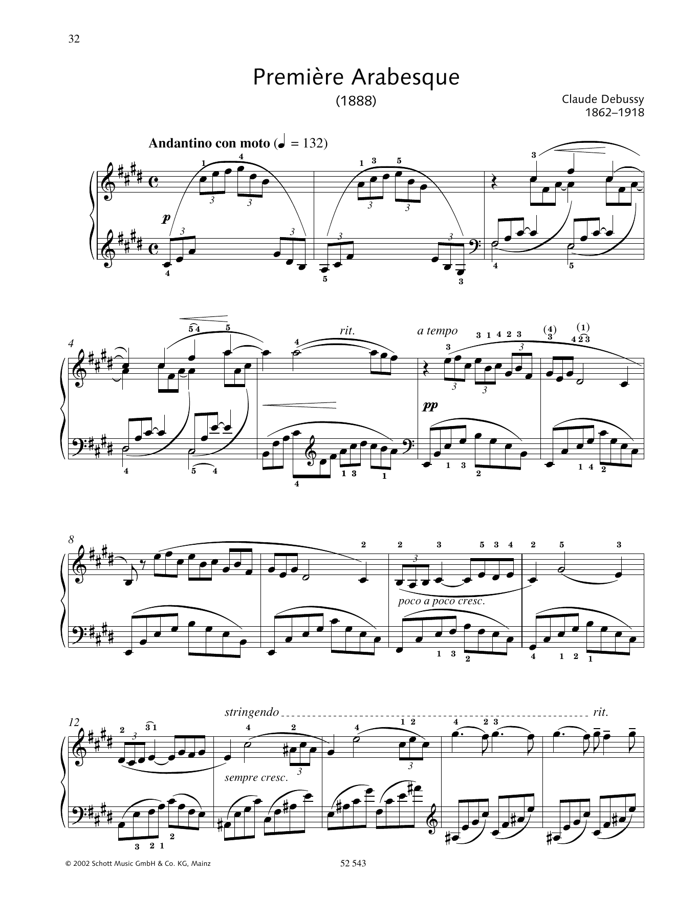 Download Claude Debussy Première Arabesque Sheet Music and learn how to play Piano Solo PDF digital score in minutes