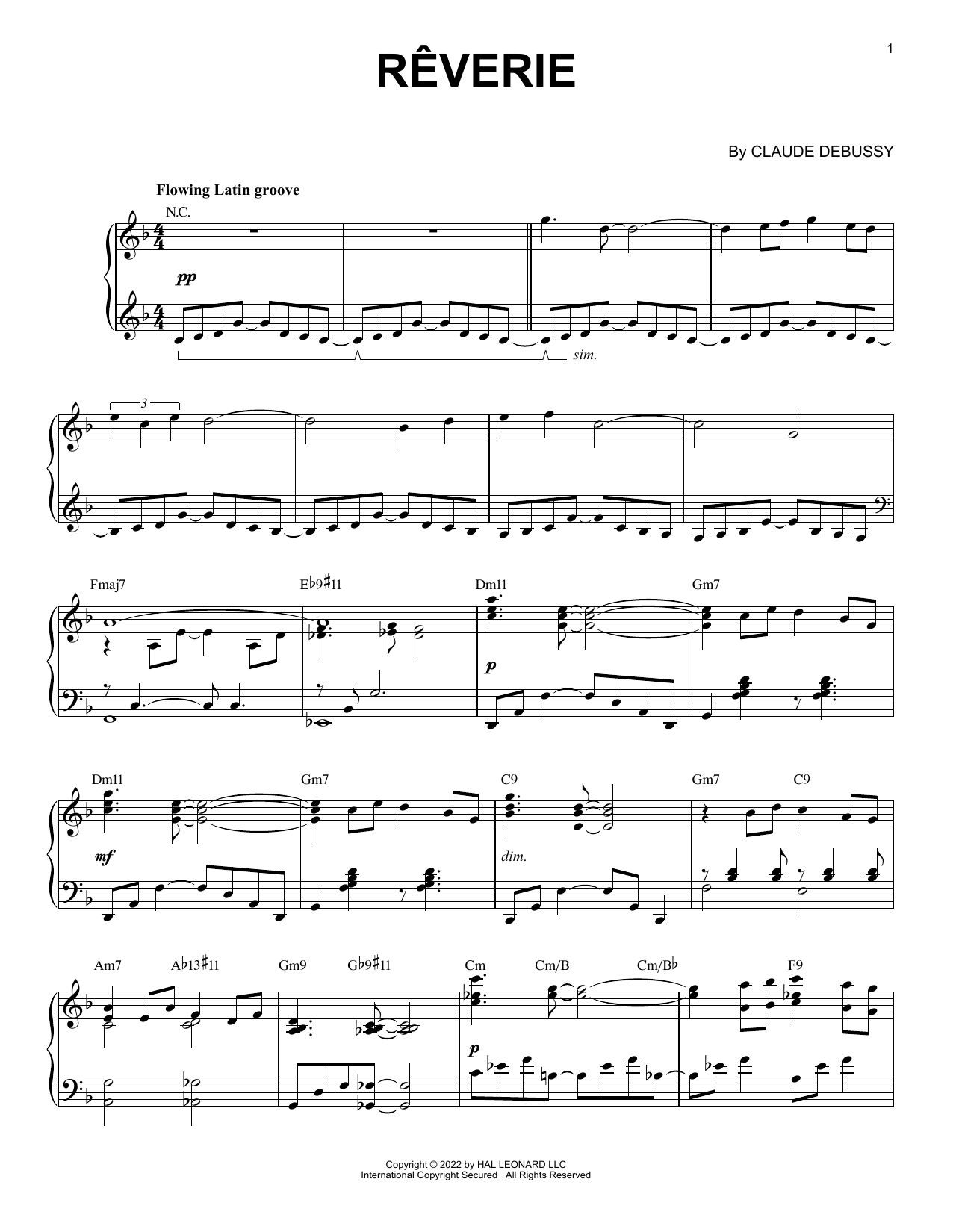 Download Claude Debussy Reverie [Jazz version] (arr. Brent Edstrom) Sheet Music and learn how to play Piano Solo PDF digital score in minutes