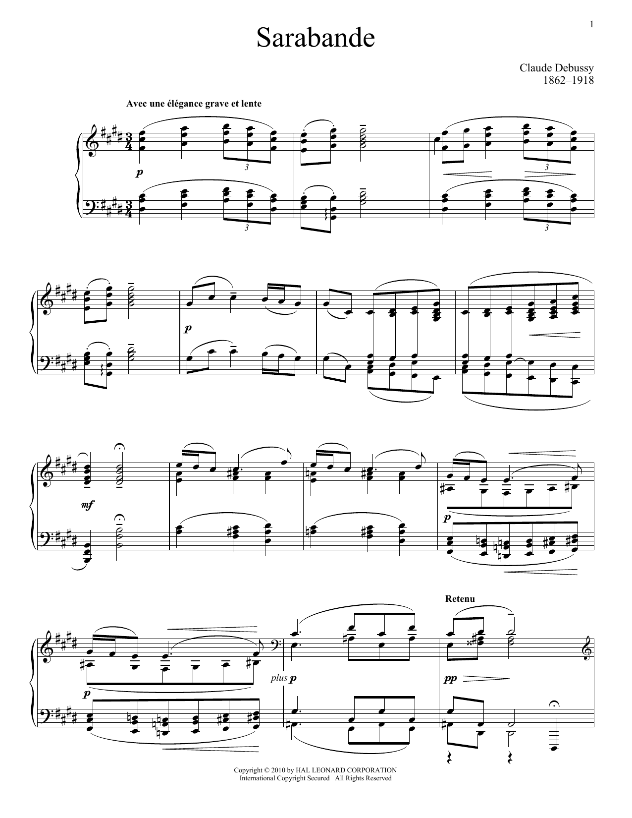Download Claude Debussy Sarabande, Pour Le Piano Sheet Music and learn how to play Piano PDF digital score in minutes