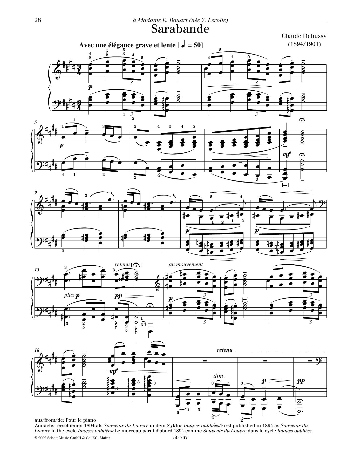 Download Claude Debussy Sarabande Sheet Music and learn how to play Piano Solo PDF digital score in minutes