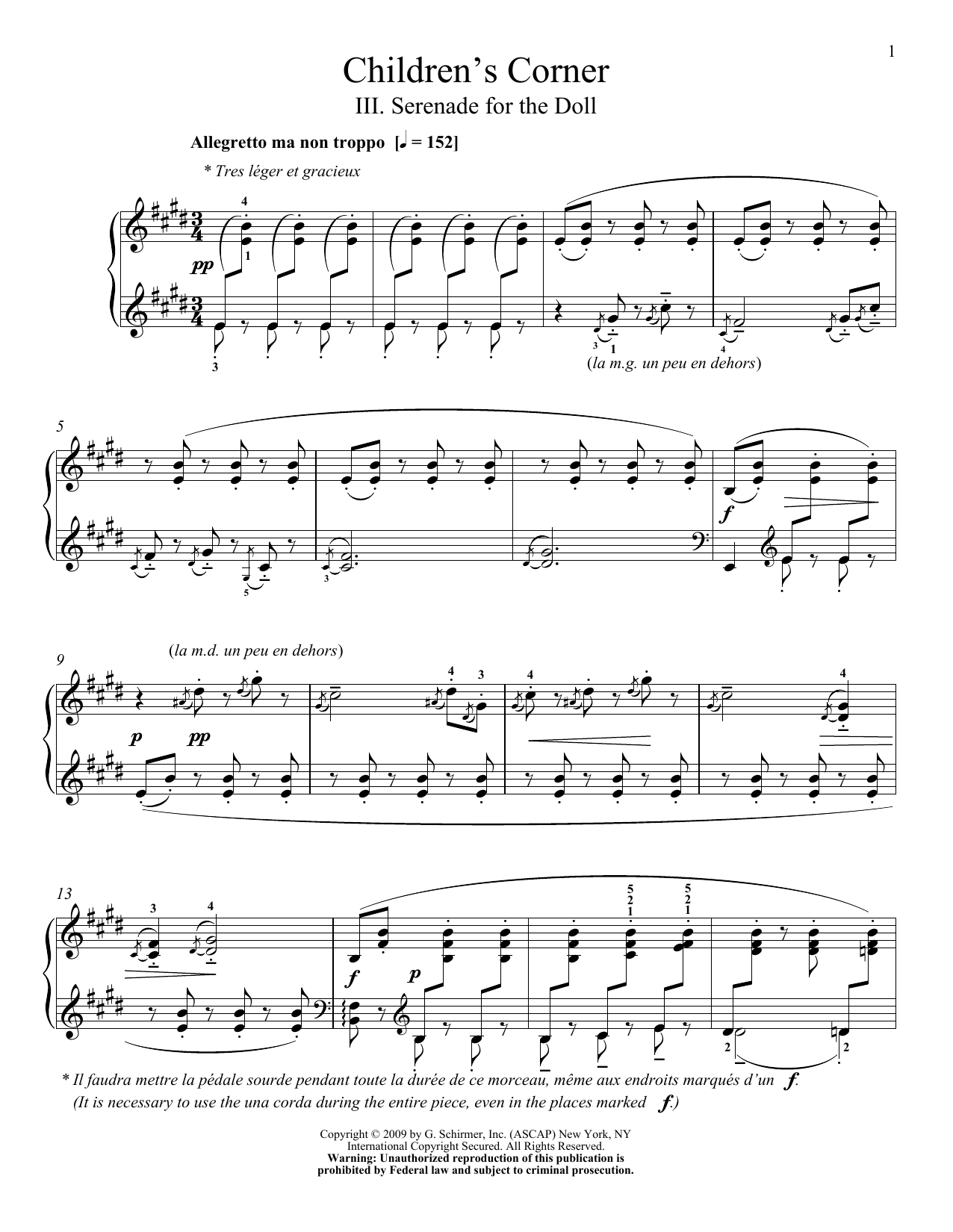 Download Claude Debussy Serenade For The Doll Sheet Music and learn how to play Piano PDF digital score in minutes