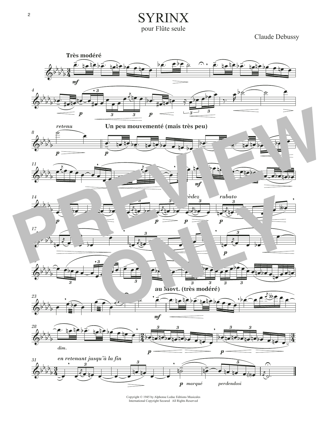 Download Claude Debussy Syrinx Sheet Music and learn how to play Flute Solo PDF digital score in minutes