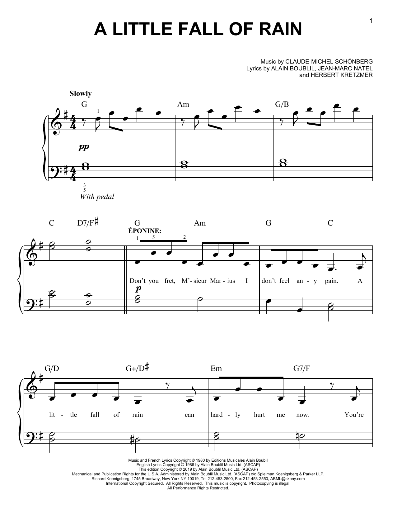 Download Boublil and Schonberg A Little Fall Of Rain Sheet Music and learn how to play Ukulele PDF digital score in minutes