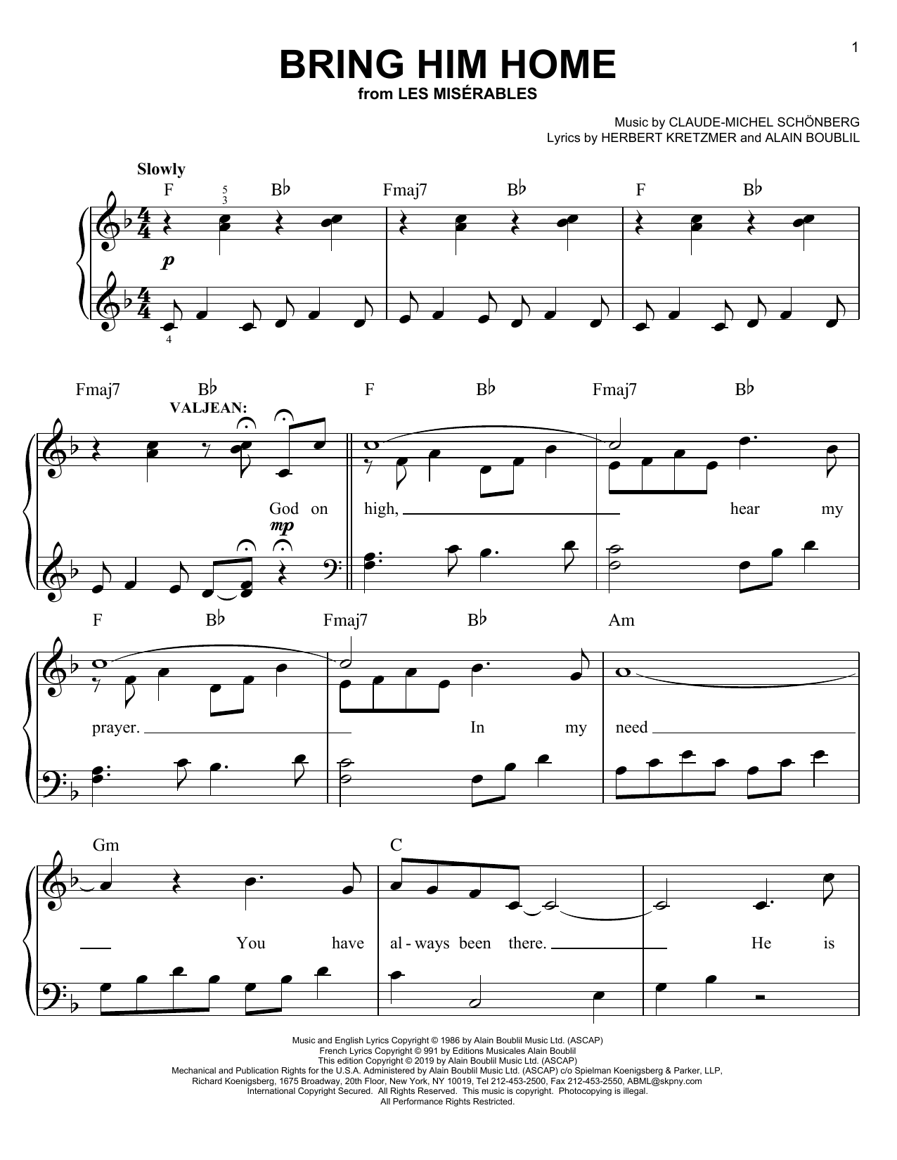 Download Claude-Michel Schonberg Bring Him Home (from Les Miserables) Sheet Music and learn how to play Cello and Piano PDF digital score in minutes