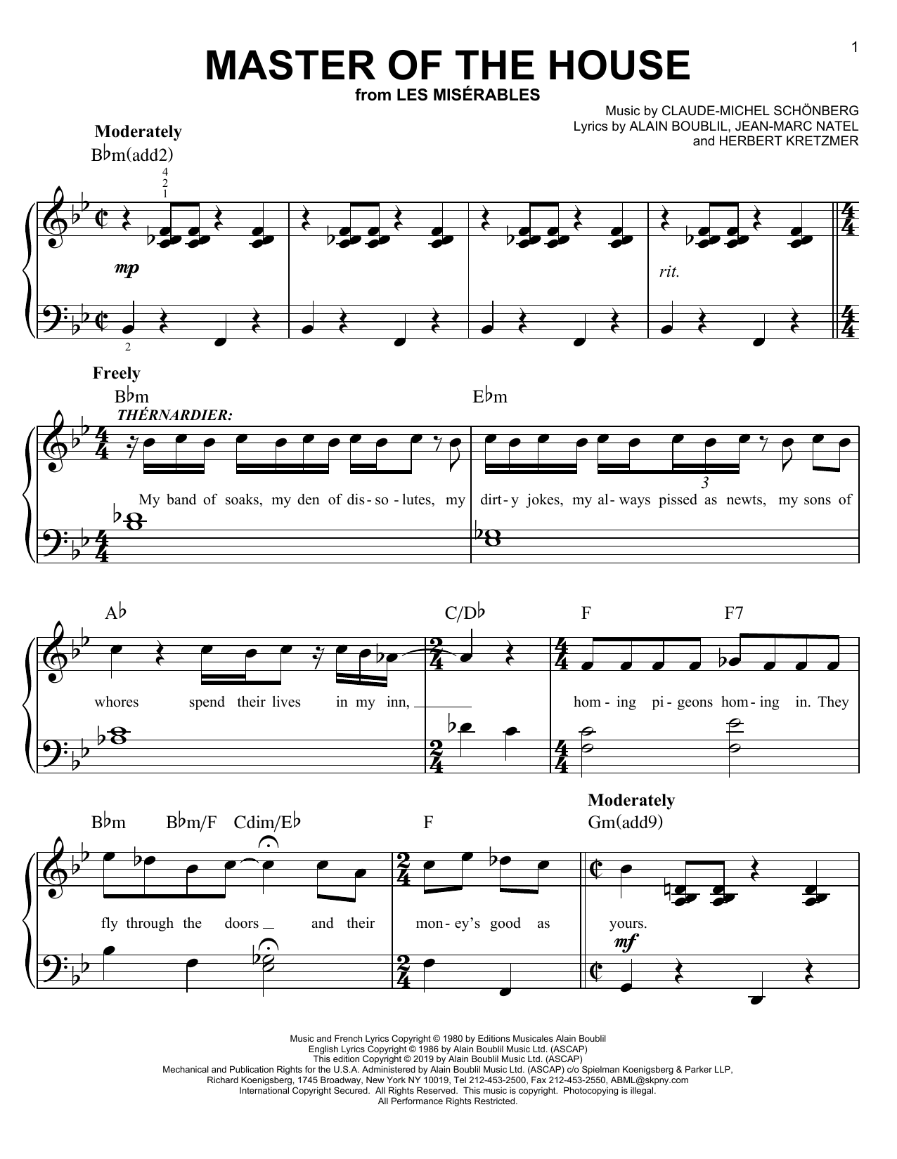 Download Boublil and Schonberg Master Of The House Sheet Music and learn how to play Ukulele PDF digital score in minutes