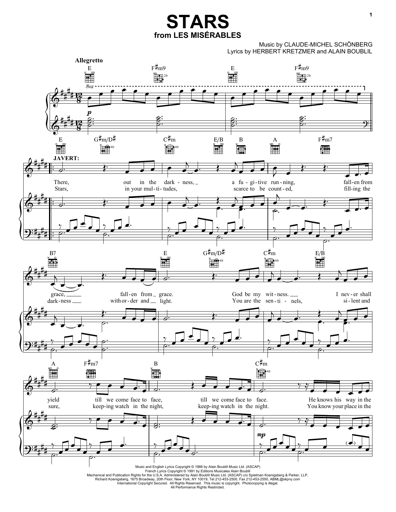 Download Claude-Michel Schonberg Stars Sheet Music and learn how to play Voice PDF digital score in minutes