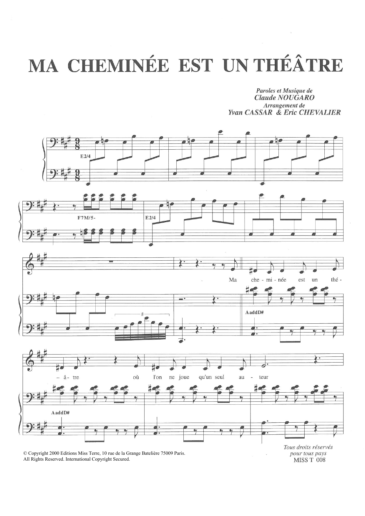 Download Claude Nougaro Ma Cheminee Est Un Theatre Sheet Music and learn how to play Piano & Vocal PDF digital score in minutes