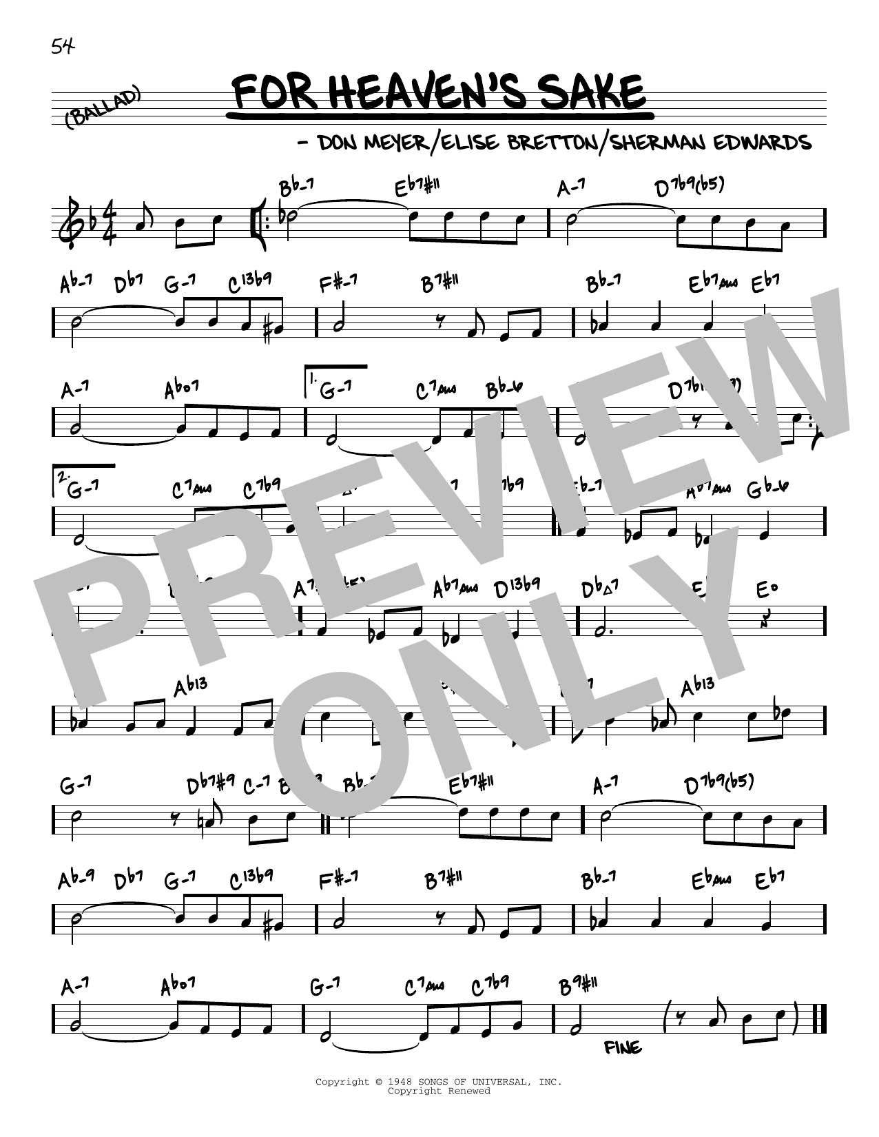 Download Claude Thornhill For Heaven's Sake (arr. David Hazeltine) Sheet Music and learn how to play Real Book – Enhanced Chords PDF digital score in minutes