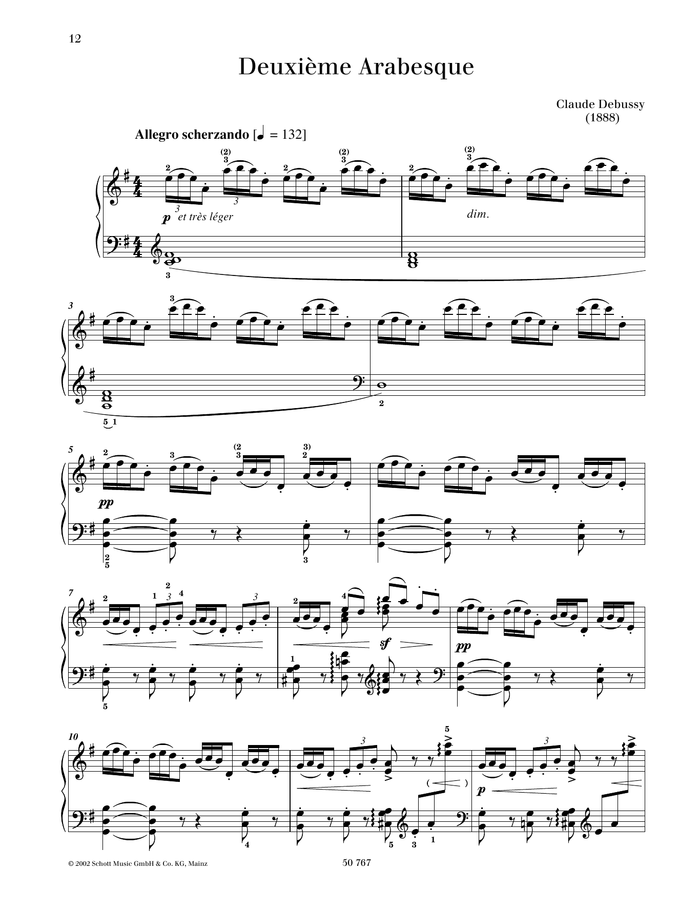Claude Debussy Deuxieme Arabesque Sheet Music