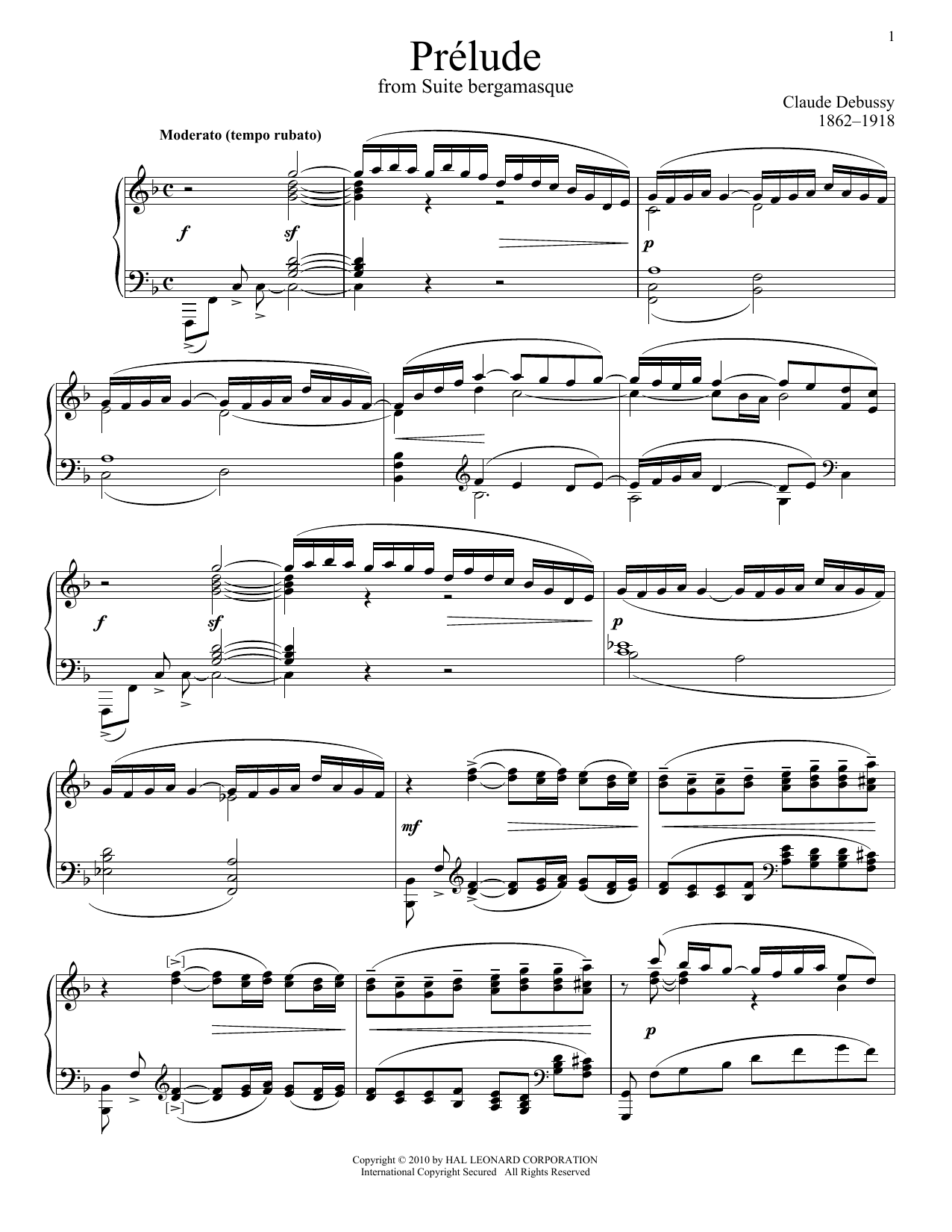 Debussy Book 1 For the Piano Preludes 