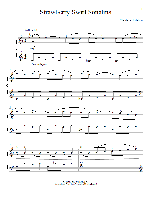 Download Claudette Hudelson Strawberry Swirl Sonatina Sheet Music and learn how to play Easy Piano PDF digital score in minutes