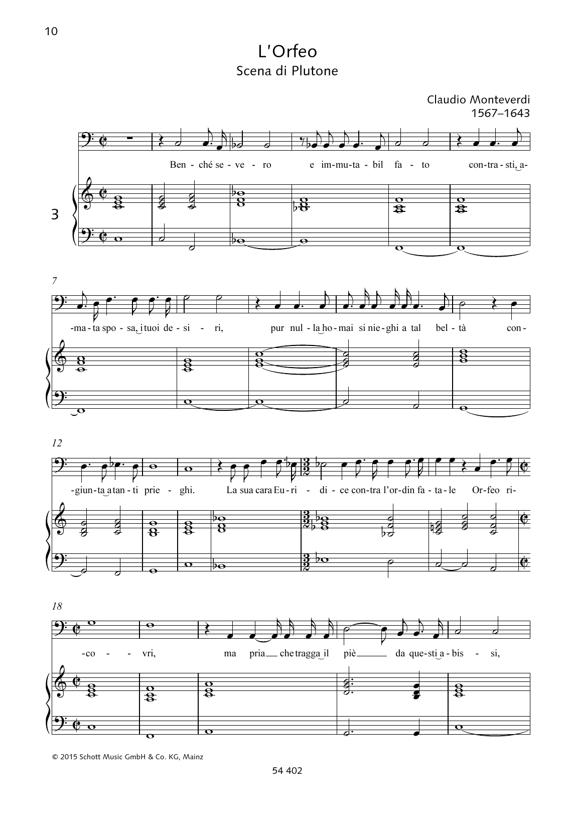 Download Claudio Monteverdi Benché severo e immutabil fato Sheet Music and learn how to play Piano & Vocal PDF digital score in minutes