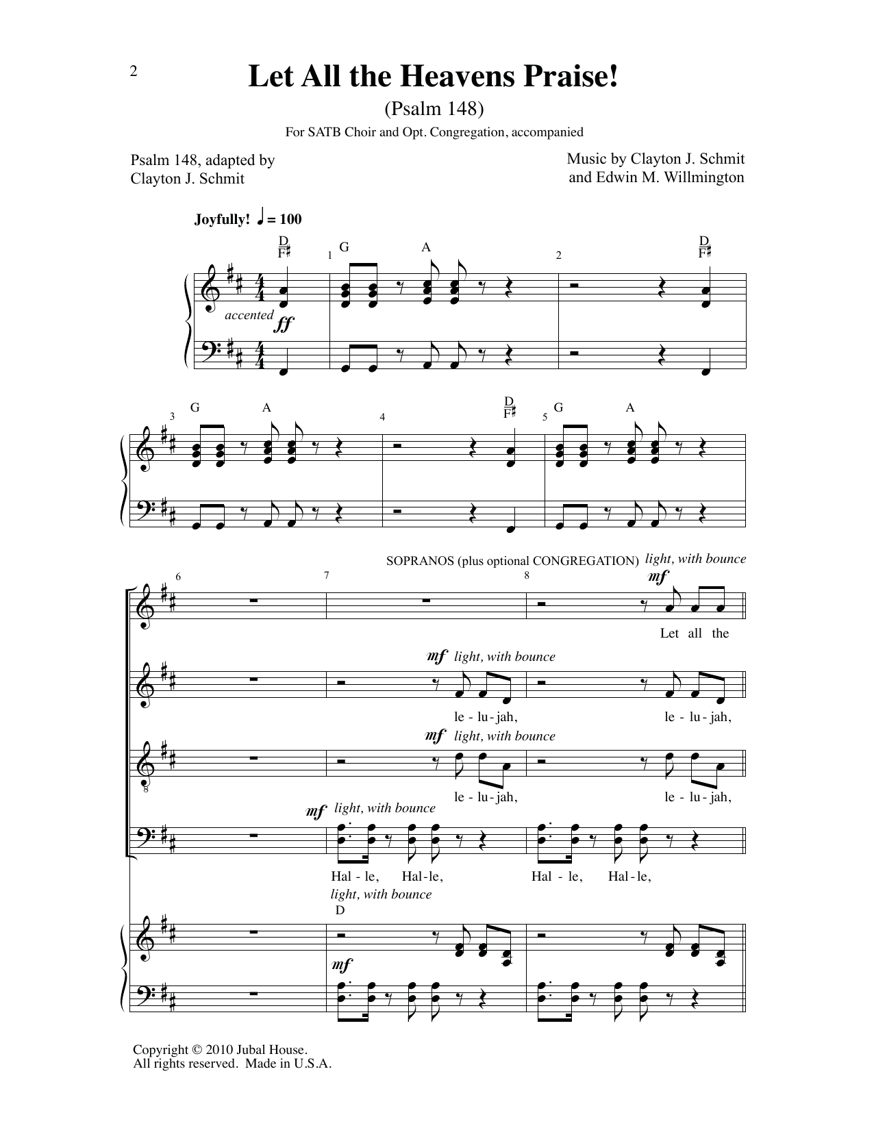 Download Clayton J. Schmit & Edwin M. Willmington Let All The Heavens Praise! Sheet Music and learn how to play SATB Choir PDF digital score in minutes