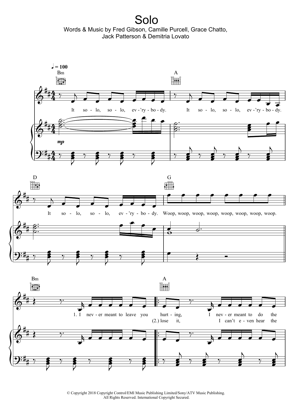 Download Clean Bandit Solo (feat. Demi Lovato) Sheet Music and learn how to play Ukulele PDF digital score in minutes