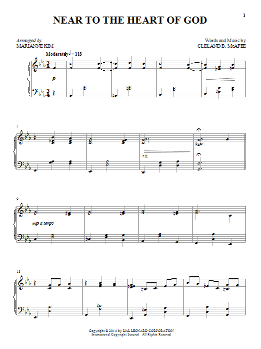 Download Cleland B. McAfee Near To The Heart Of God Sheet Music and learn how to play Piano PDF digital score in minutes