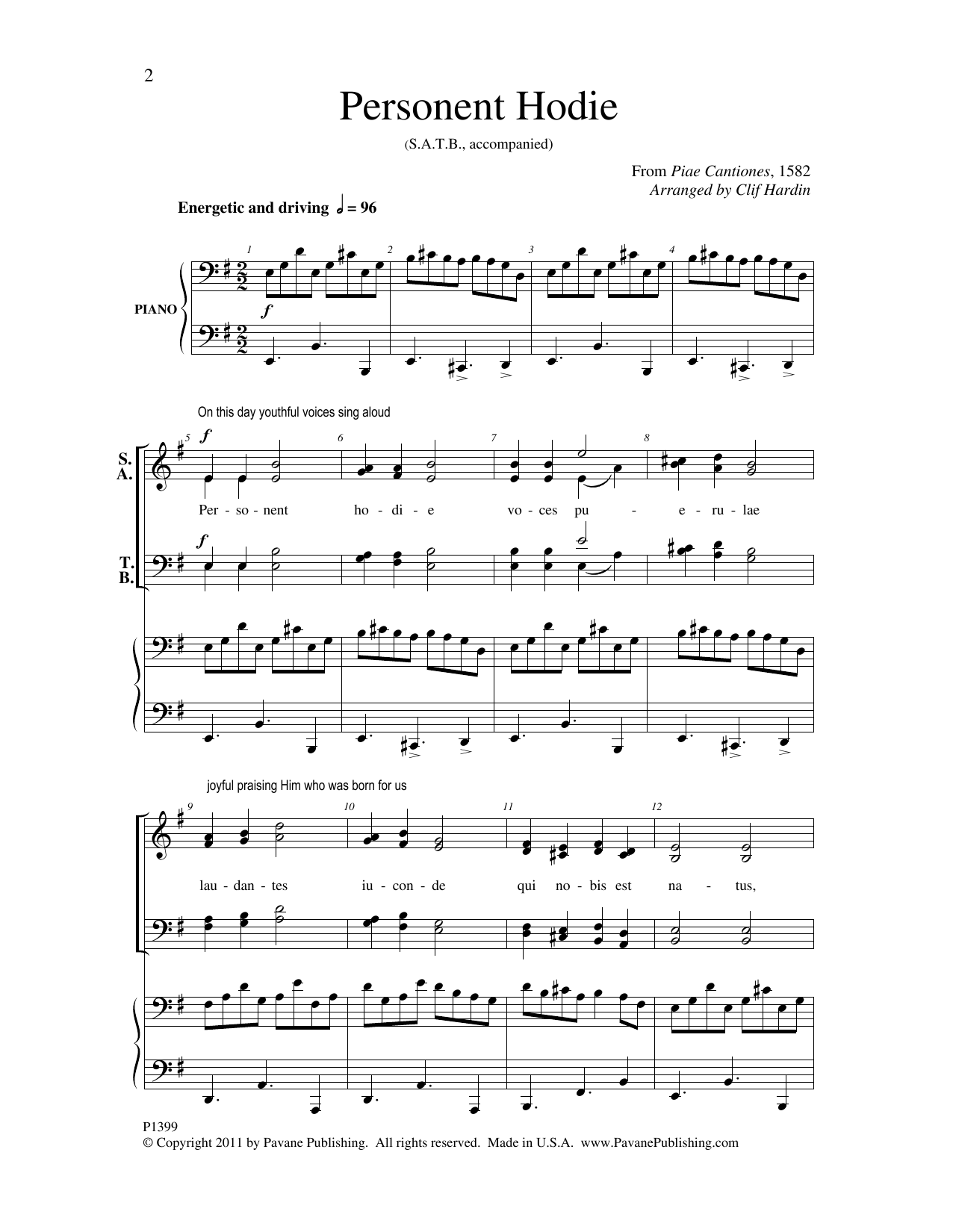 Download Clif Hardin Personent Hodie Sheet Music and learn how to play SATB Choir PDF digital score in minutes
