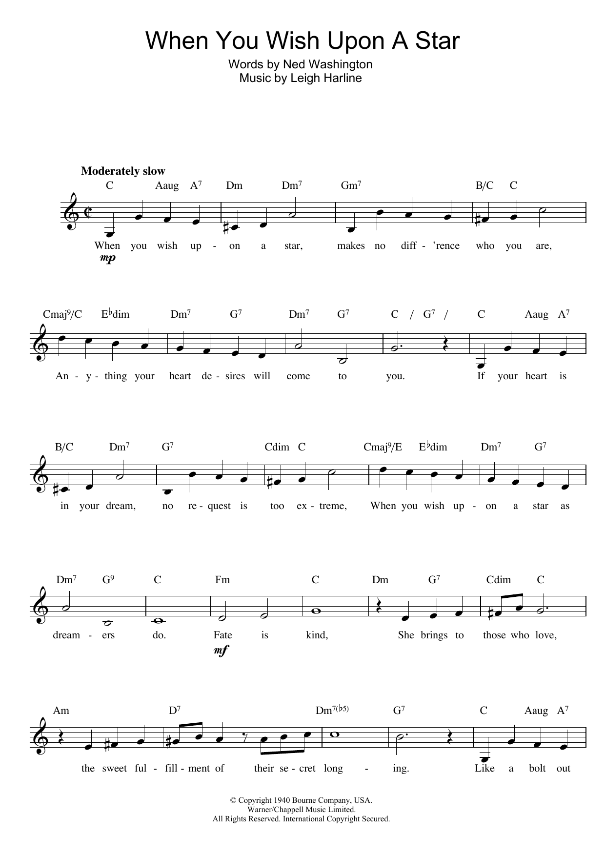 Download Leigh Harline When You Wish Upon A Star Sheet Music and learn how to play Flute PDF digital score in minutes