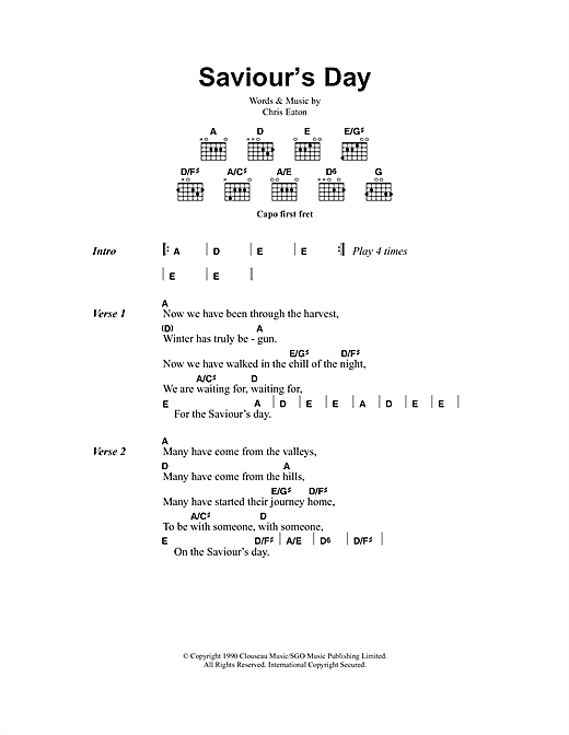 sidde død Transistor Cliff Richard "Saviour's Day" Sheet Music Notes | Download Printable PDF  Score 33659