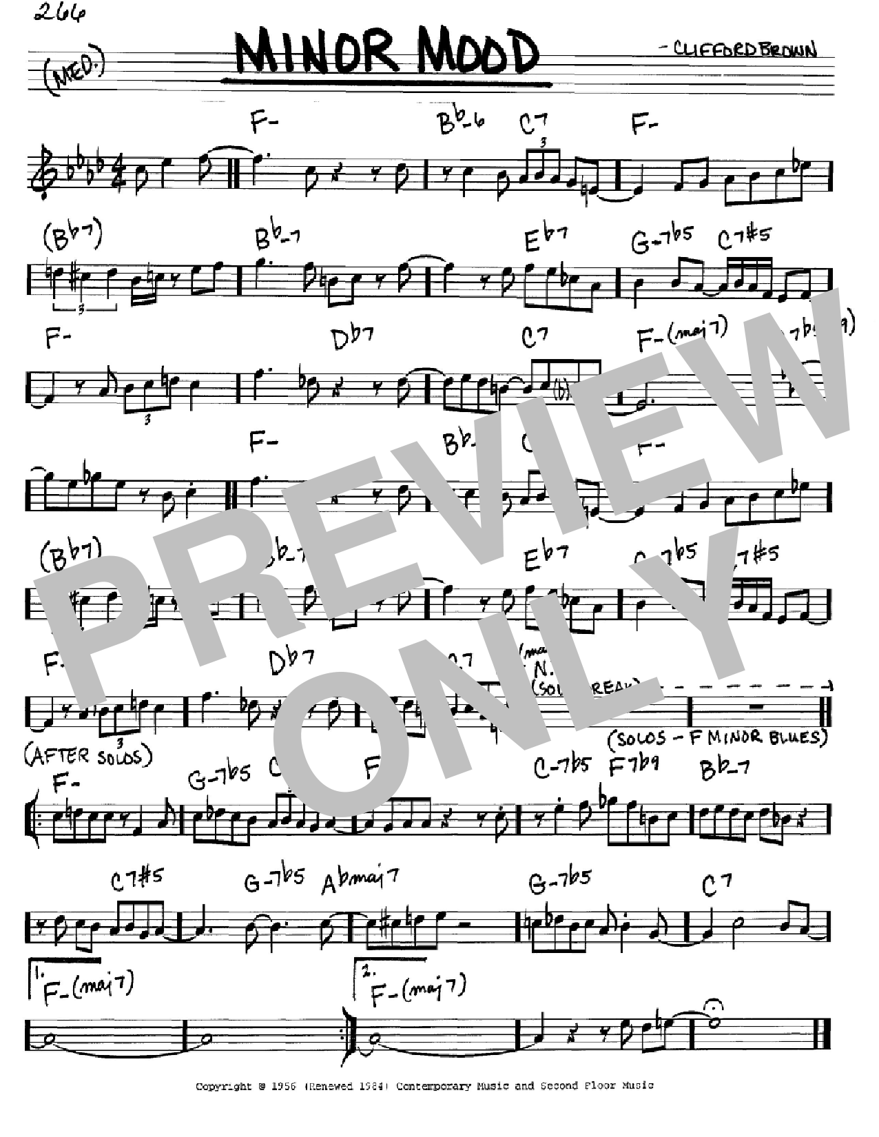 Download Clifford Brown Minor Mood Sheet Music and learn how to play Real Book - Melody & Chords - C Instruments PDF digital score in minutes