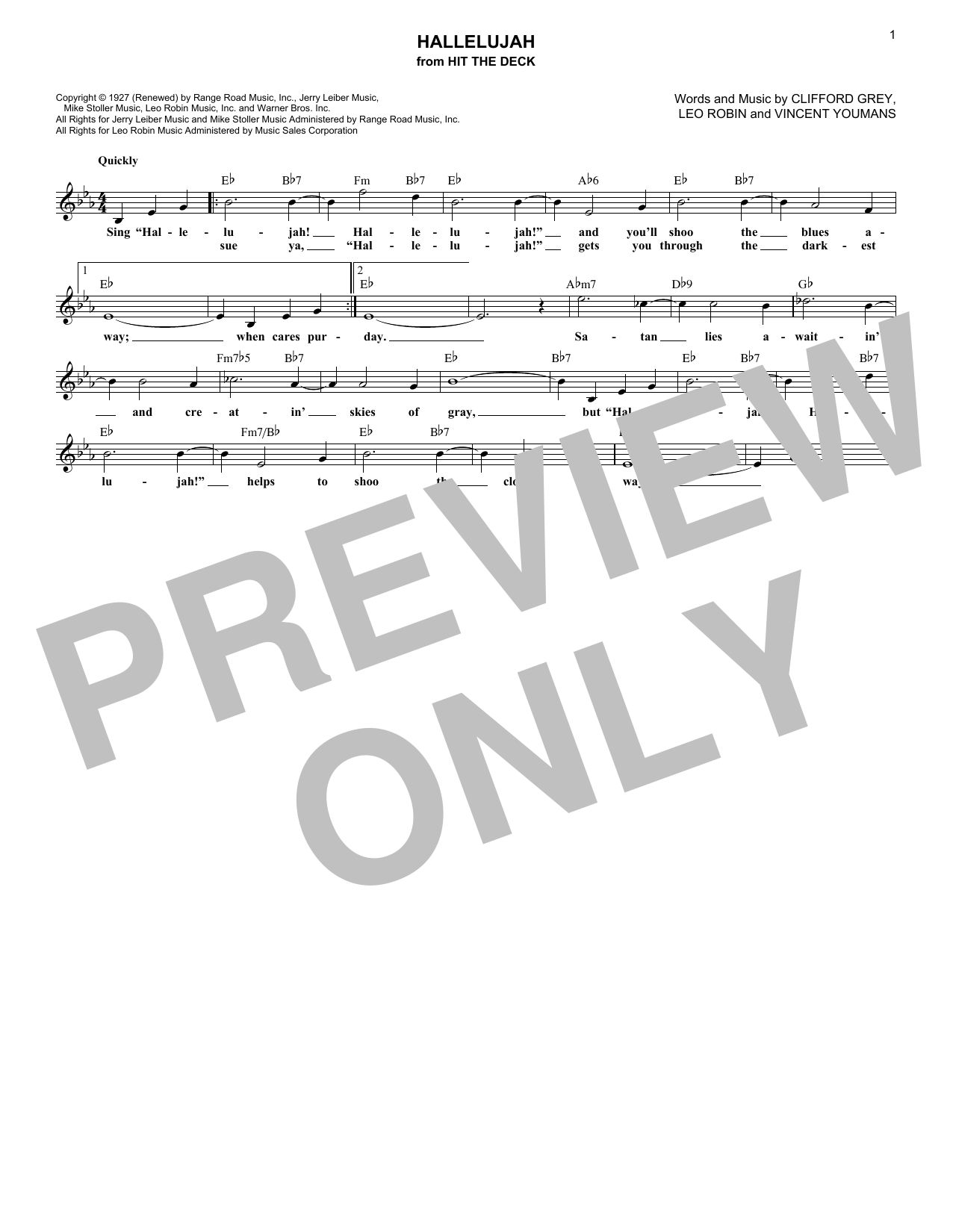 Download Clifford Grey Hallelujah Sheet Music and learn how to play Real Book – Melody & Chords PDF digital score in minutes